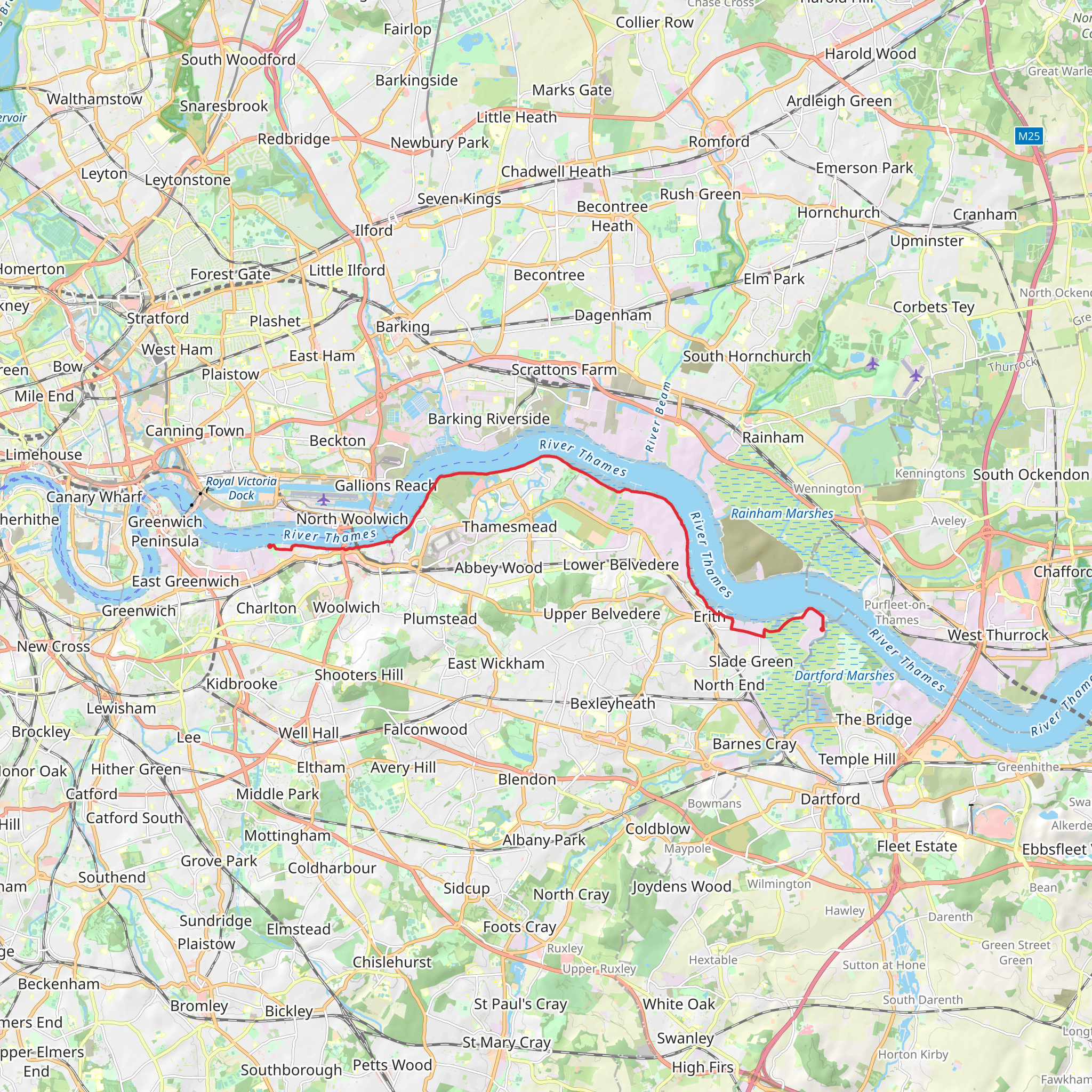 Thames Path in South East mobile static map