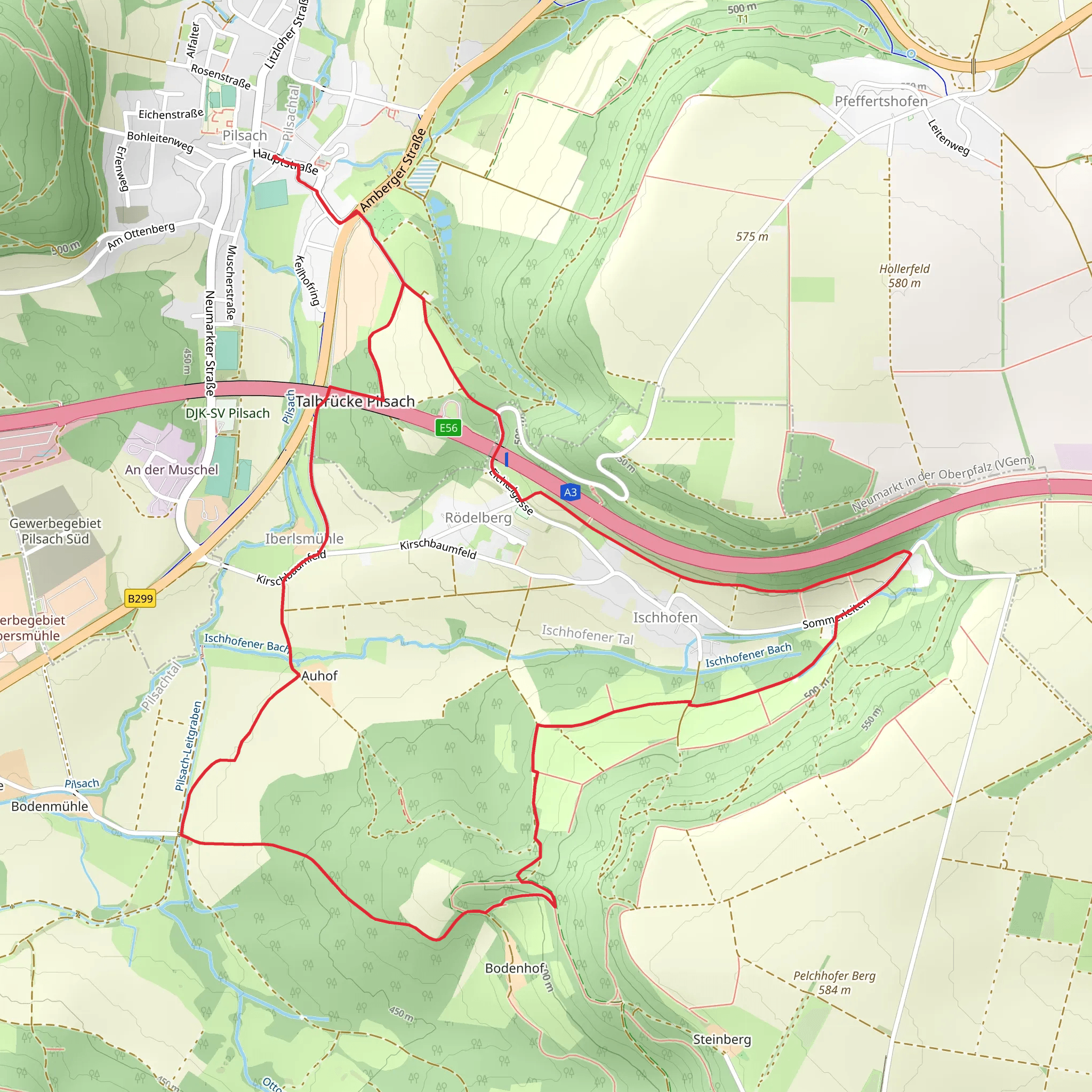 Rundweg Pilsach-Bodenhof mobile static map