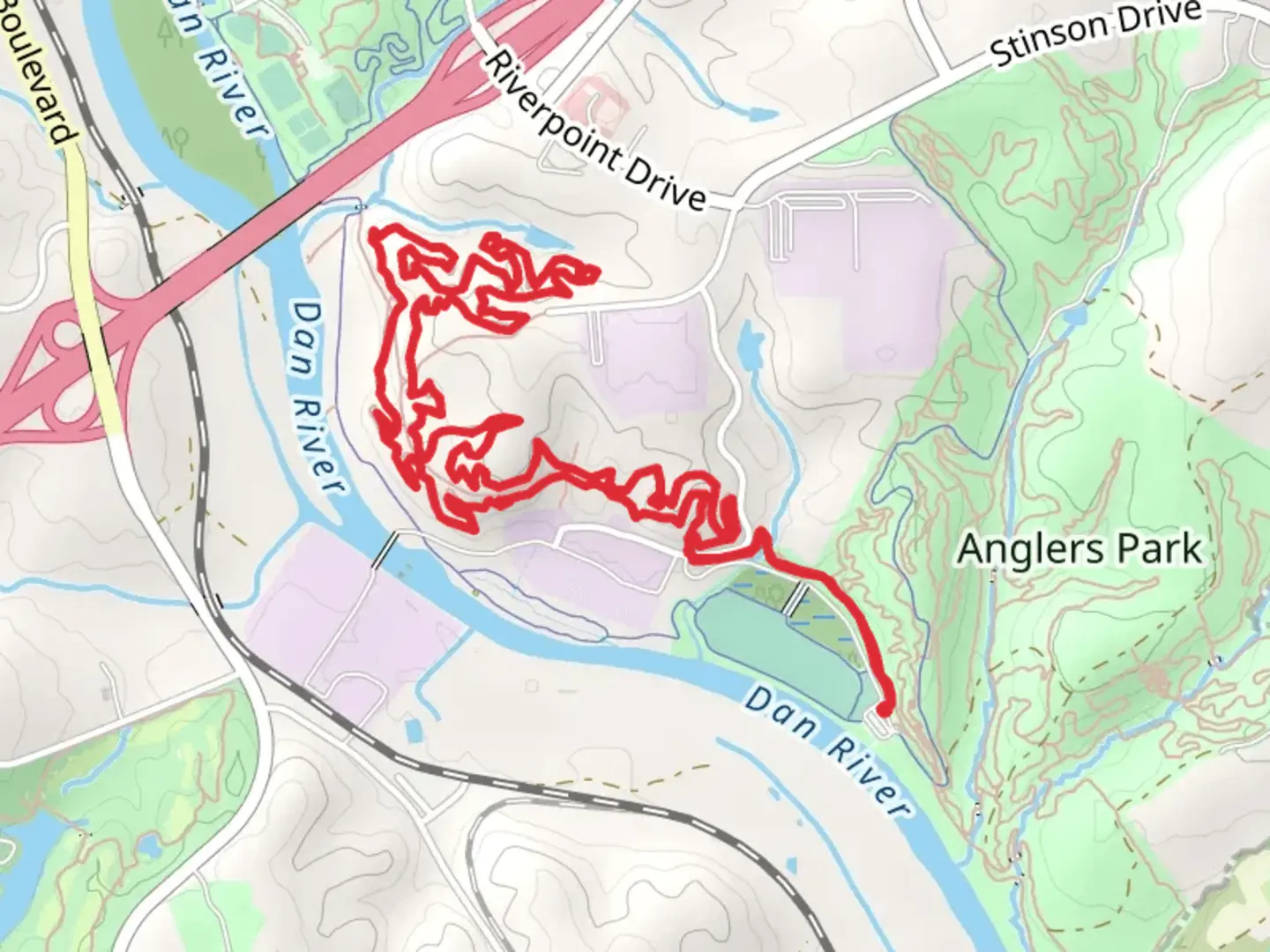 An image depicting the trail Witchback Loop via Anglers Ridge and its surrounding area.