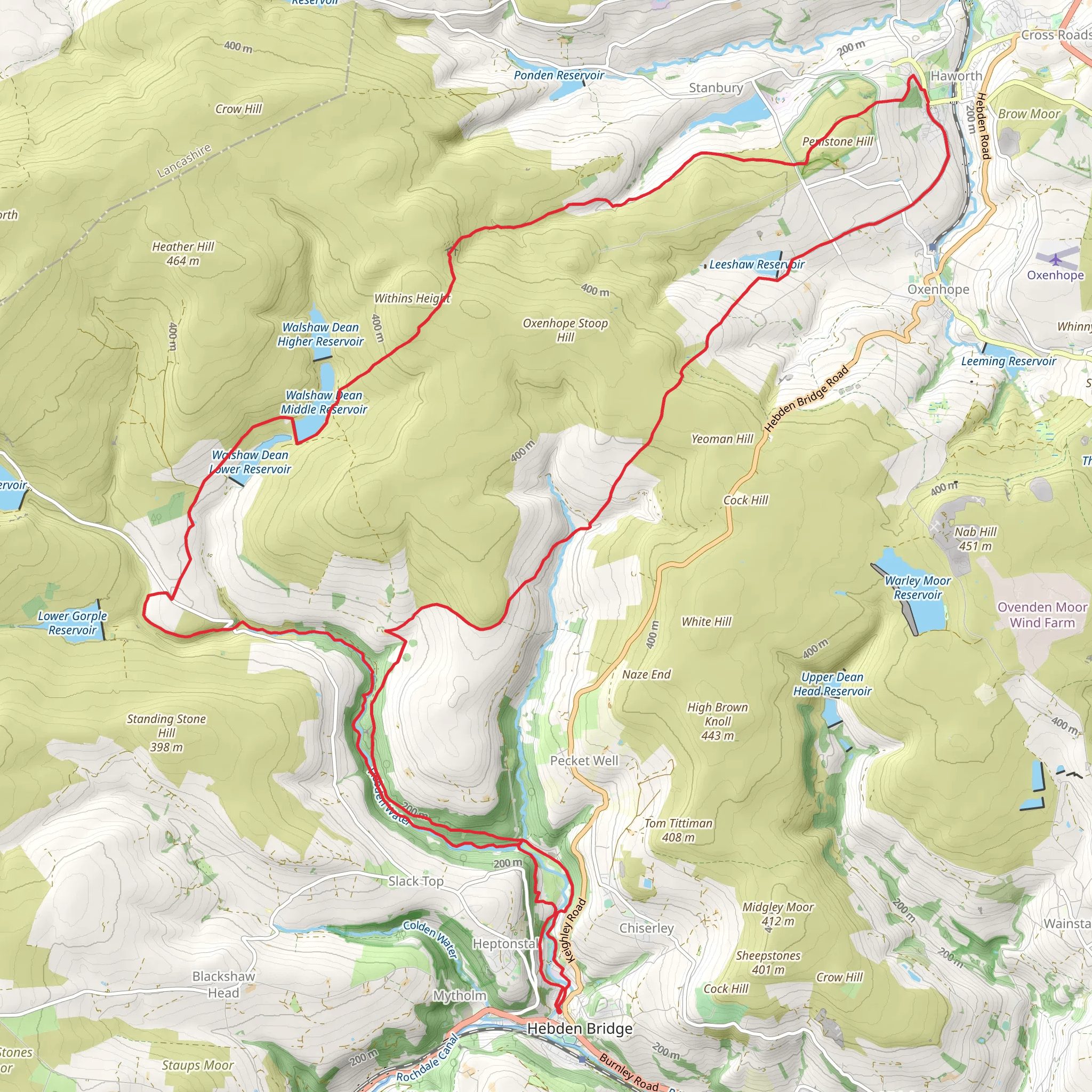Bronte Loop from Hebden Bridge mobile static map