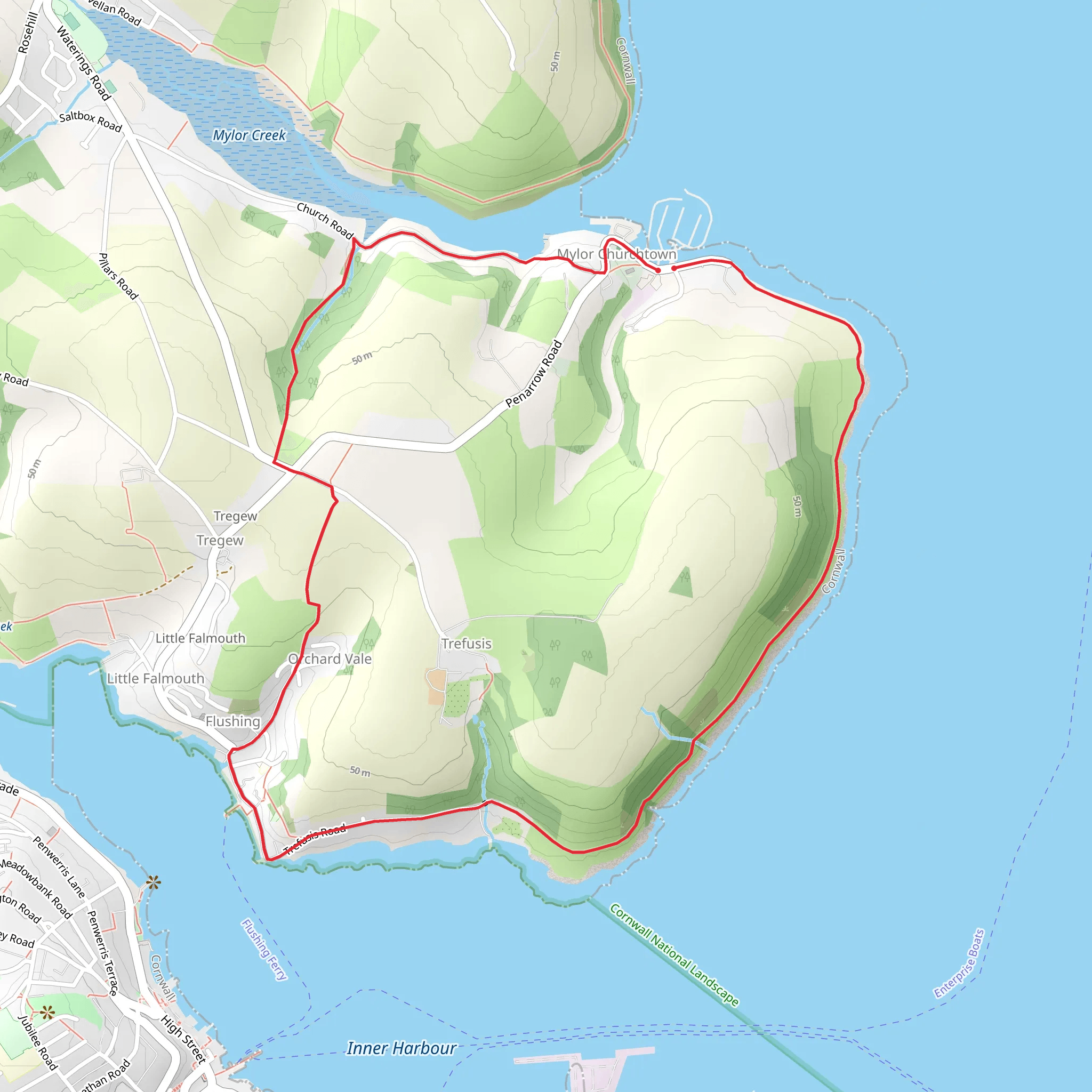 Mylor Churchtown Loop mobile static map