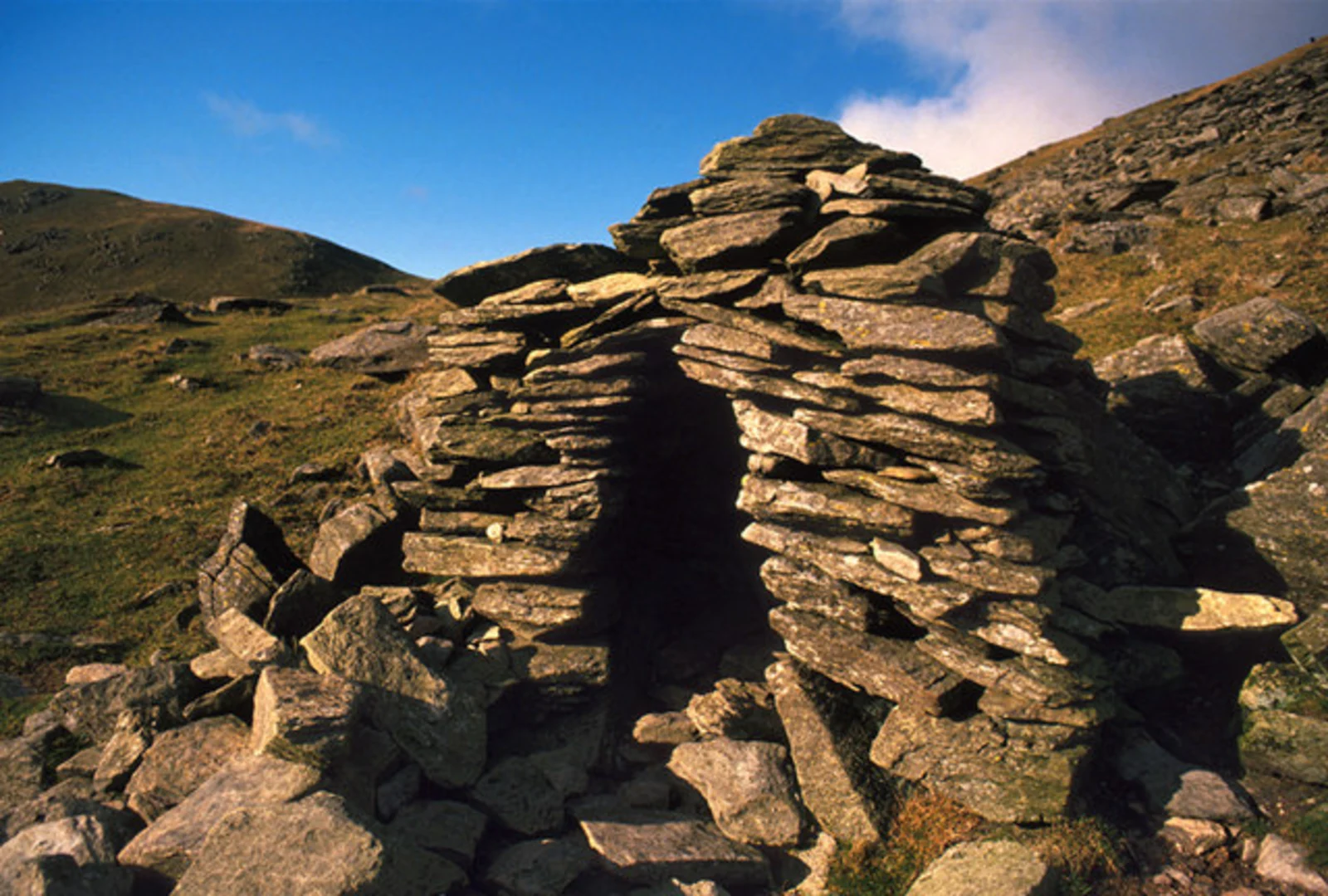 An image depicting the trail Coniston to Seathwaite Walk via Walna Scar and its surrounding area.