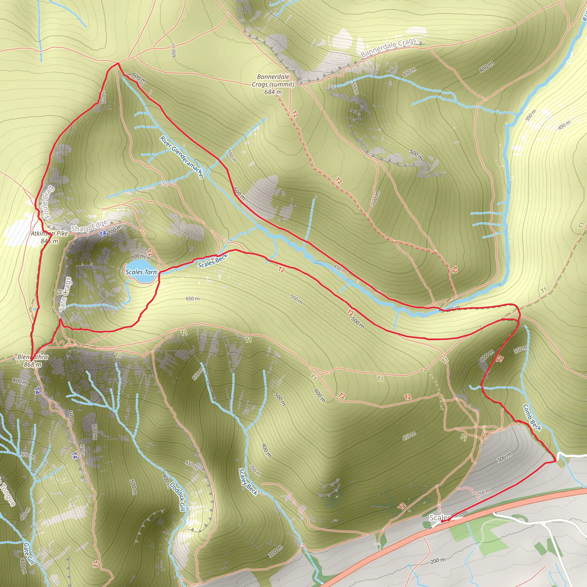 Scales Tarn and Blencathra Loop mobile static map