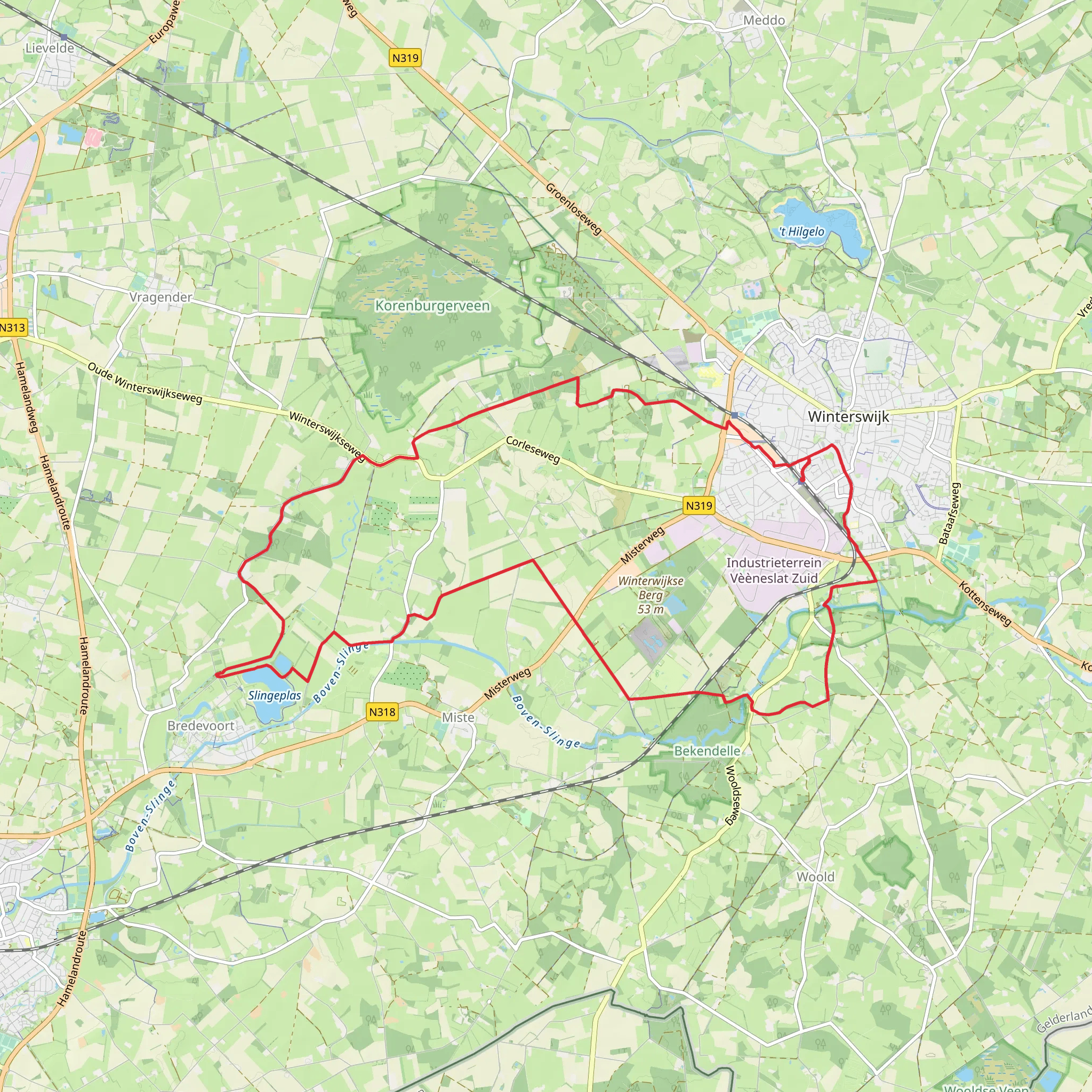 Kloosterbos, Slinge Plas and Bekendelle Loop mobile static map