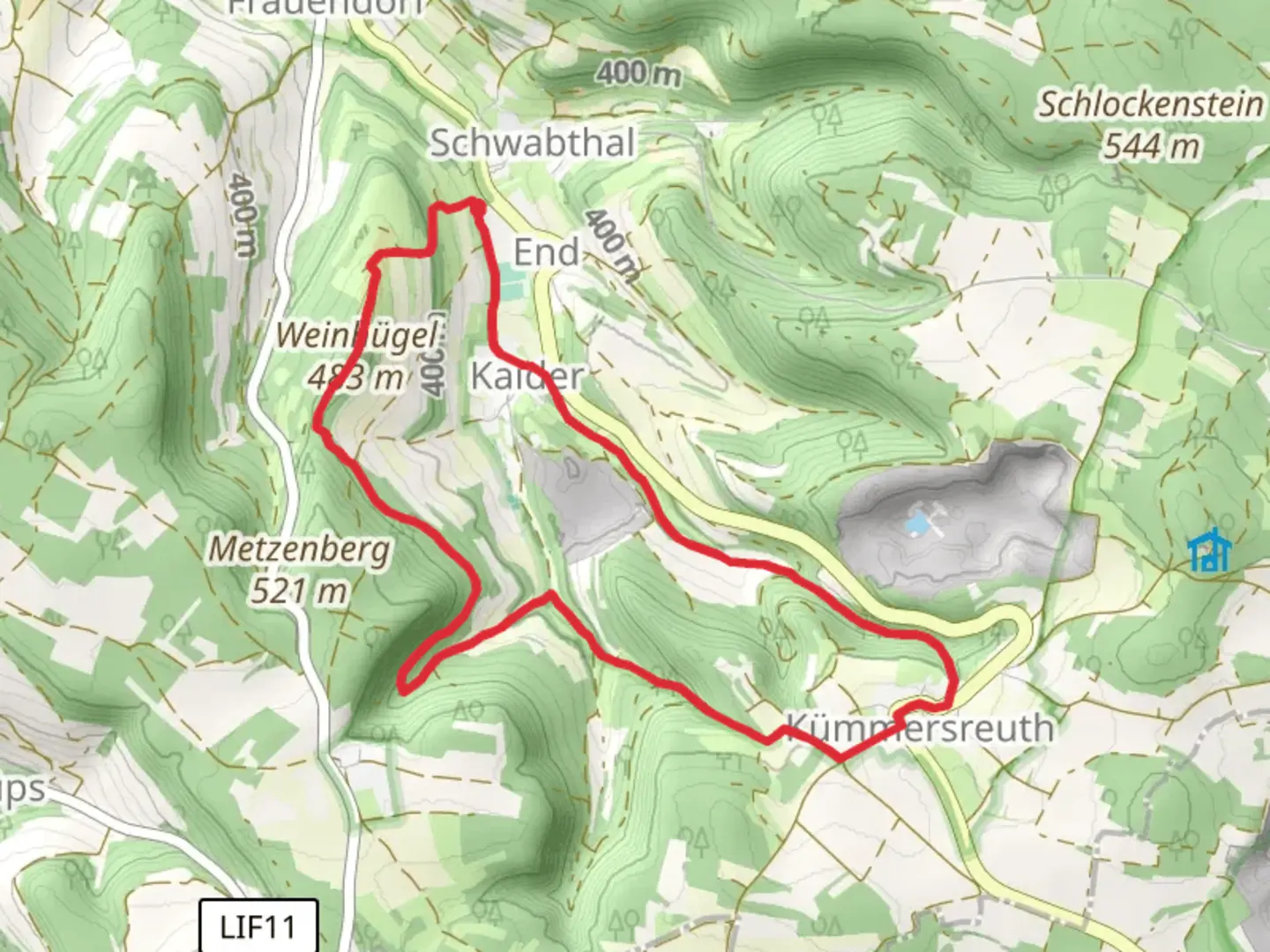 An image depicting the trail Weinhuegel Rundweg and its surrounding area.