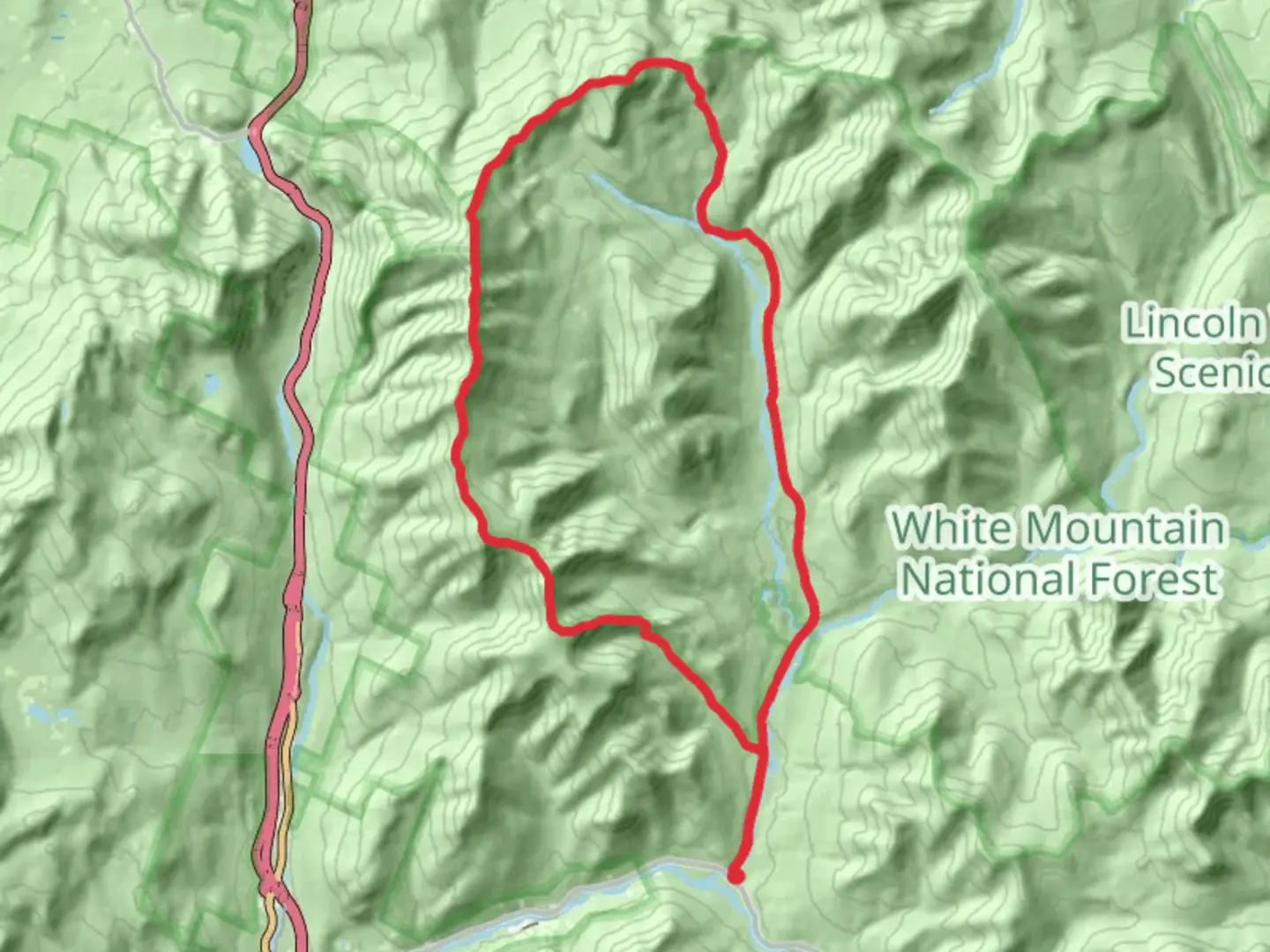 An image depicting the trail Franconia Ridge Trail and Franconia Brook Trail loop via Lincoln Woods Trail and its surrounding area.