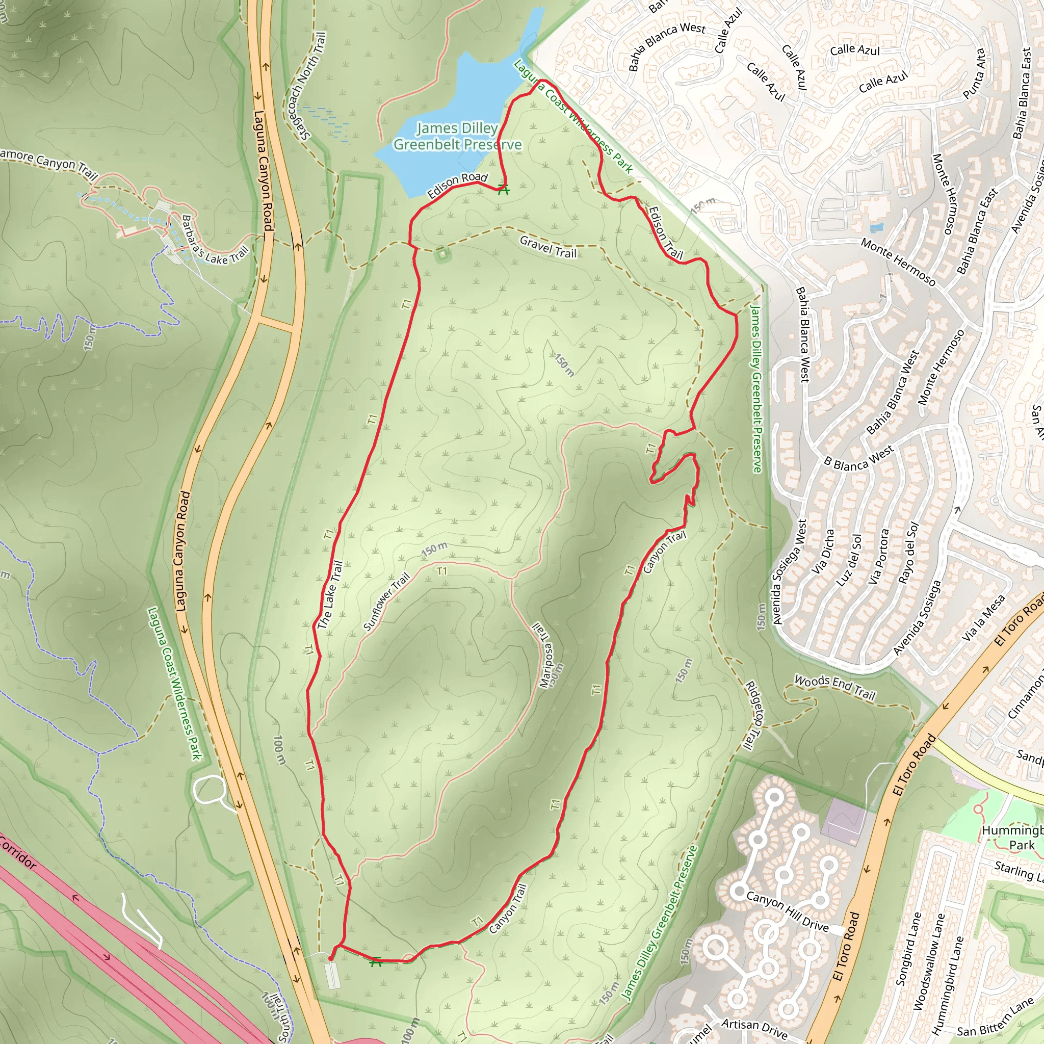 Barbara's Lake Loop via The Lake Trail mobile static map