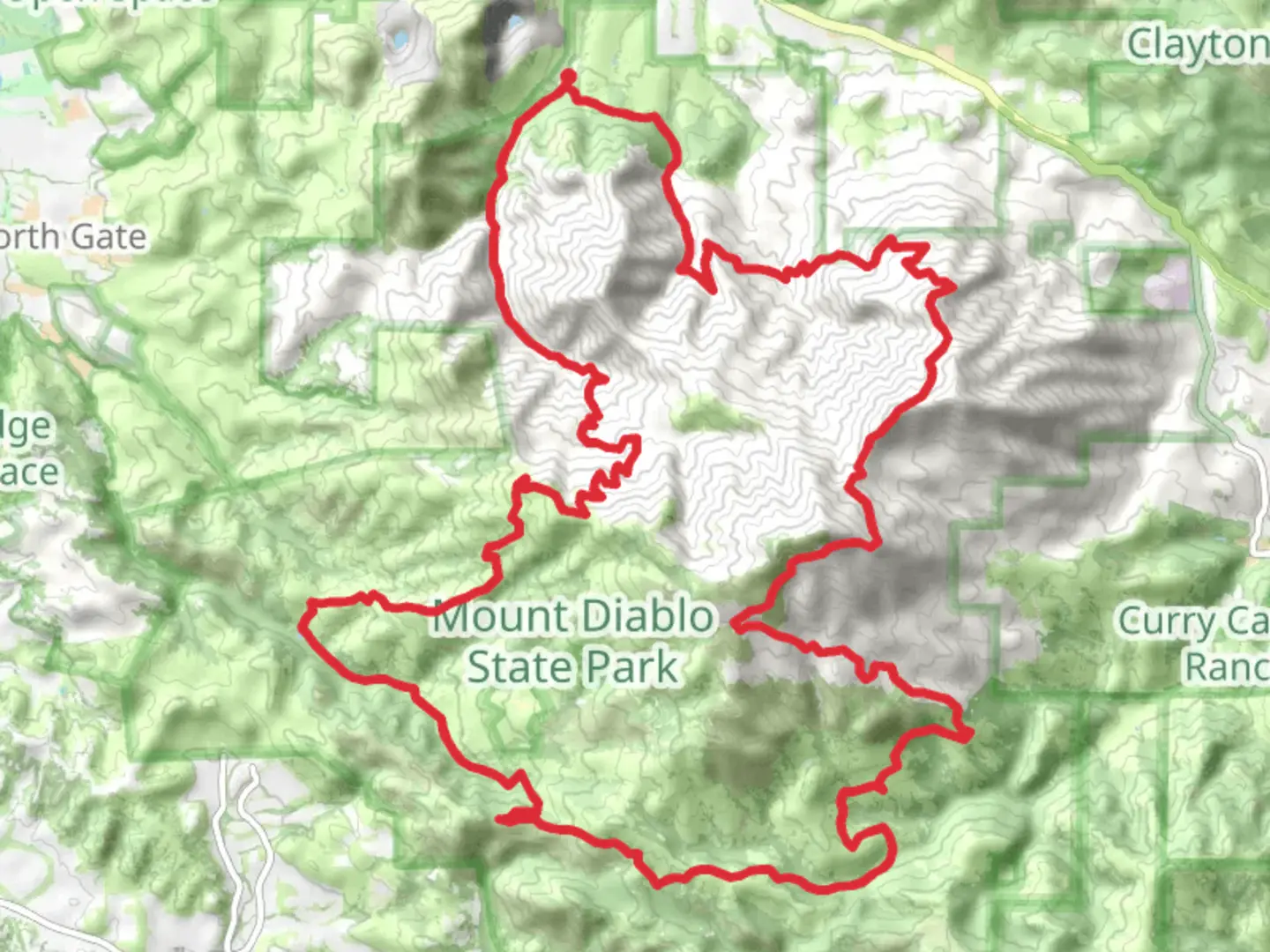 An image depicting the trail Mount Diablo and Wall Point Loop via Diablo Trail and ADT and its surrounding area.