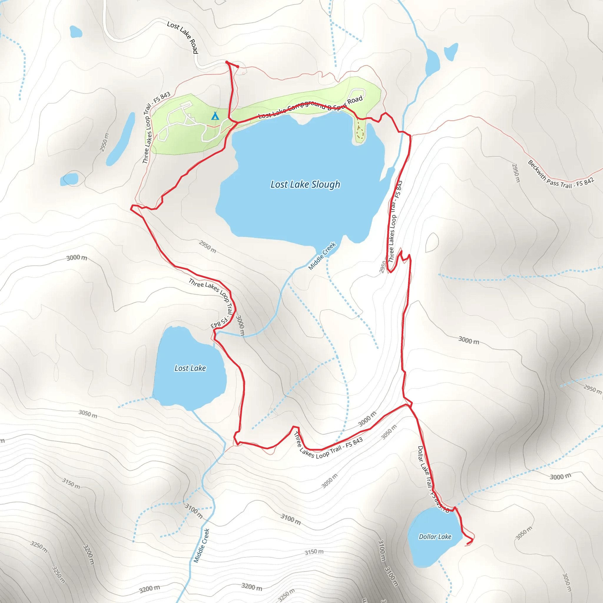 Three Lakes Trail mobile static map