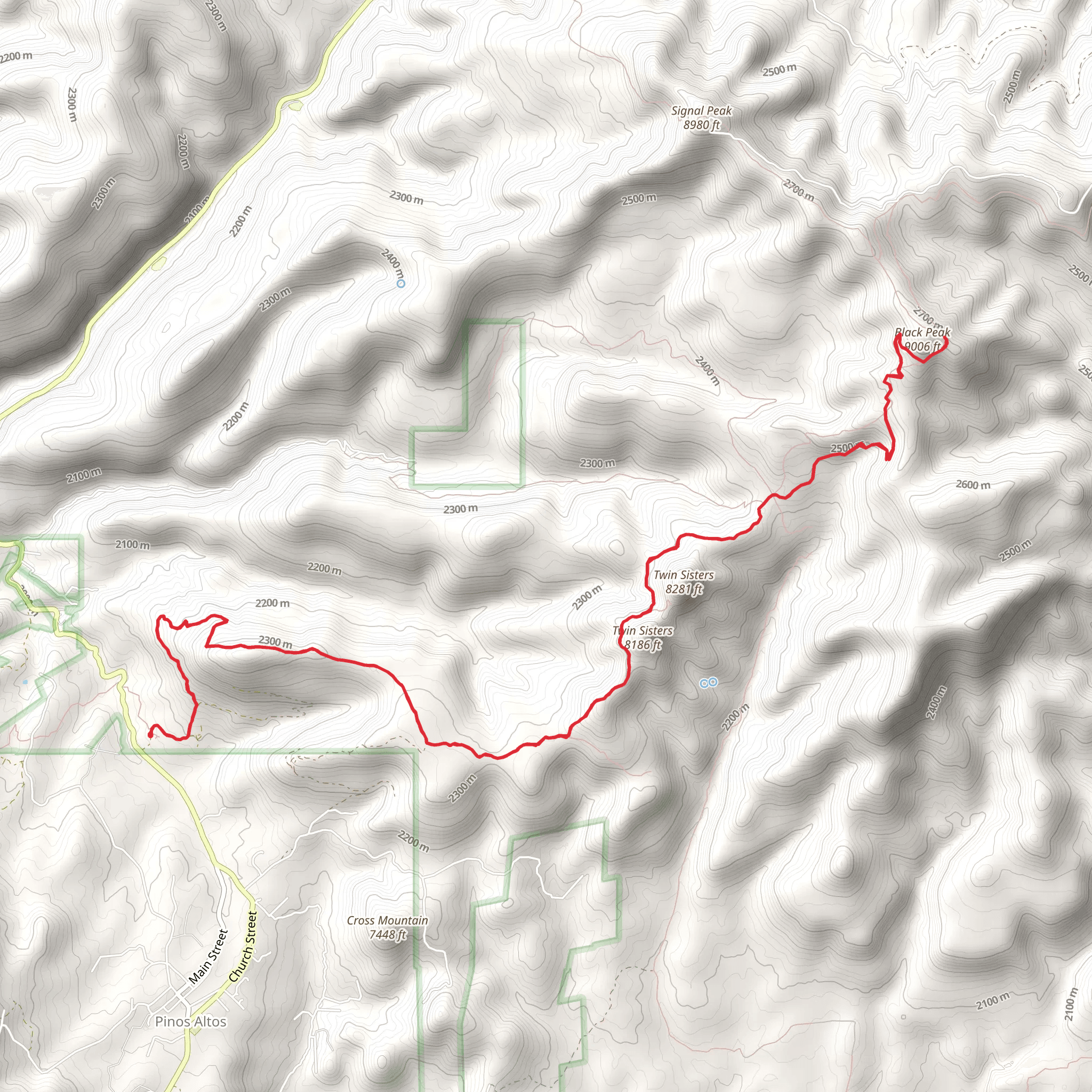 Black Peak via Continental Divide Trail mobile static map