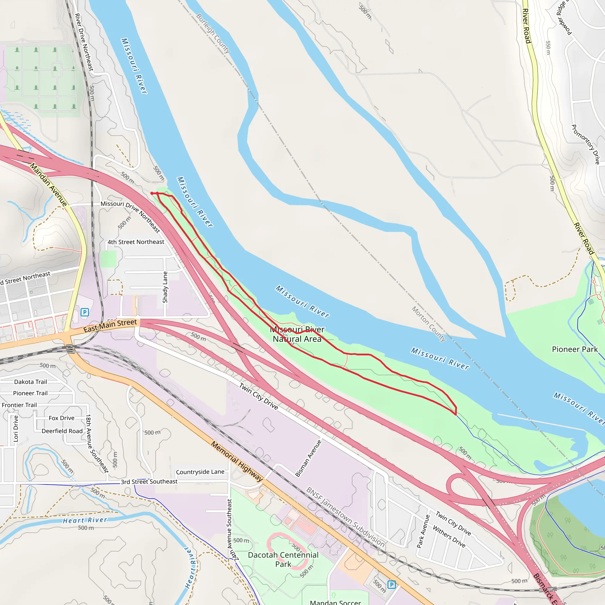 Missouri River Natural Area Loop mobile static map