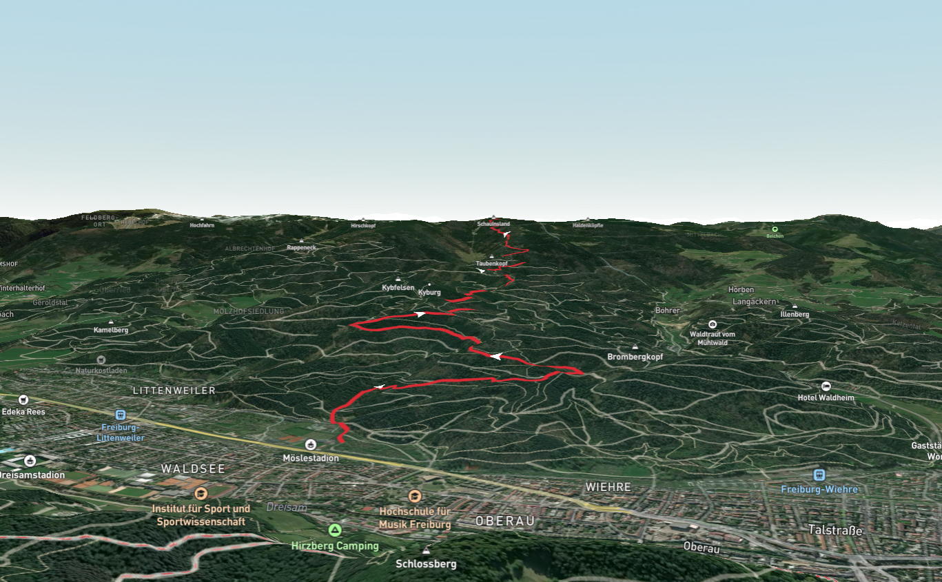 Moeslepark to Schauinsland via Laufstrecke Schauinsland Berglauf
