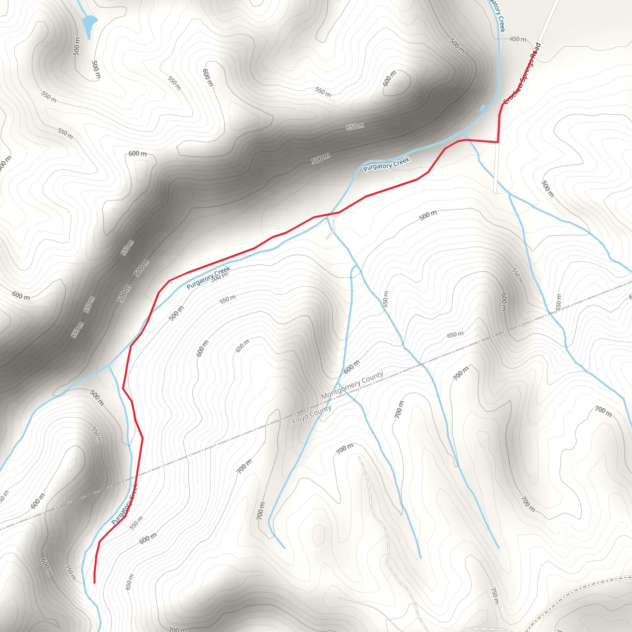 Styles Falls via Purgatory Creek mobile static map