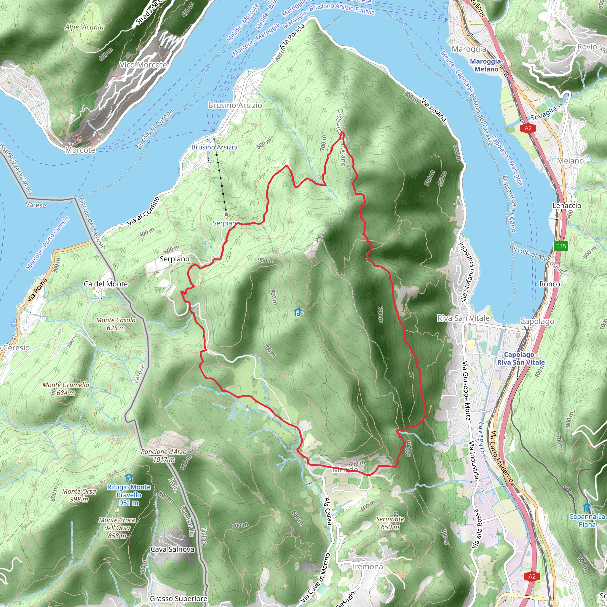 Monte San Giorgio Loop from Meride mobile static map