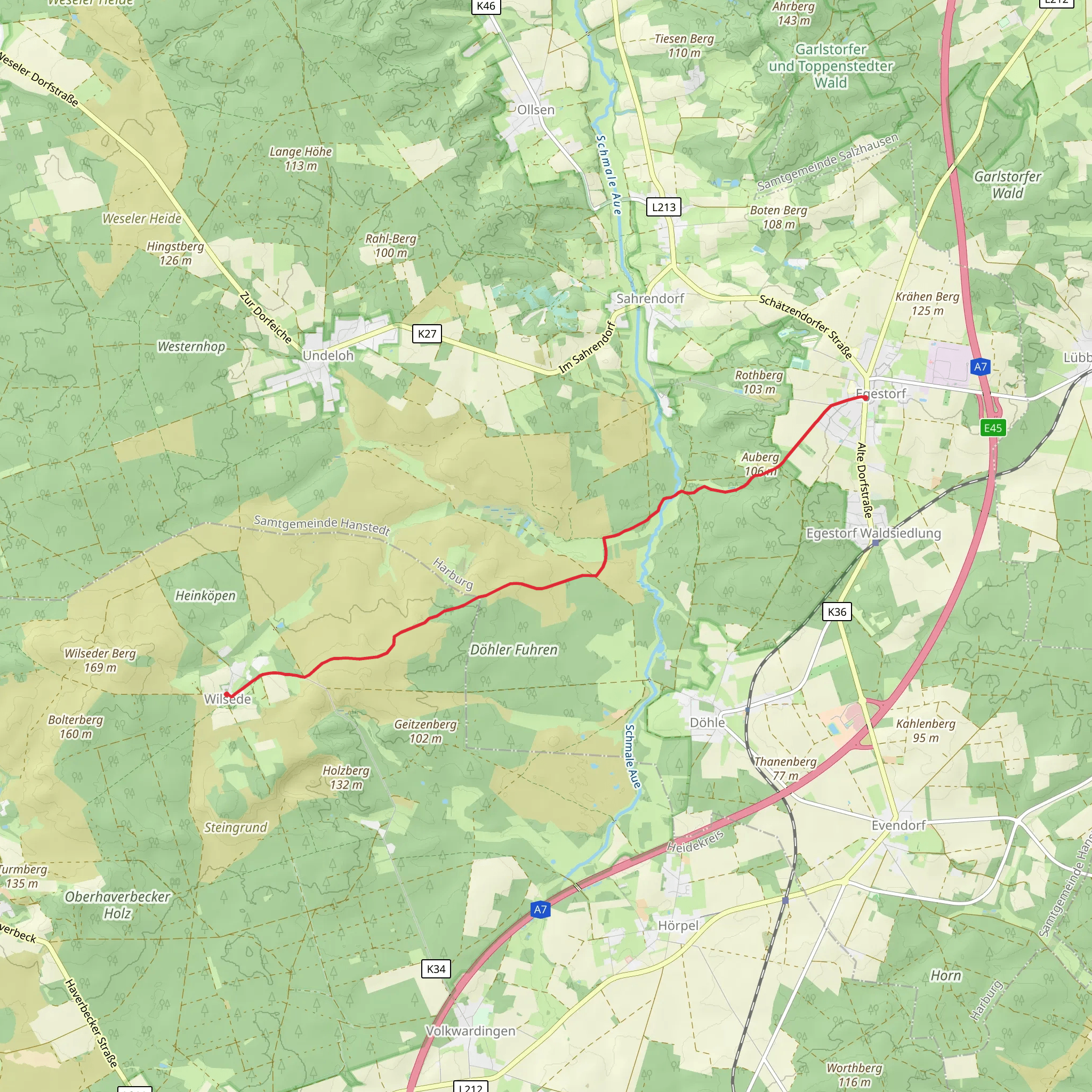 Egestorf to Wilsede via Pastor-Bode-Weg mobile static map