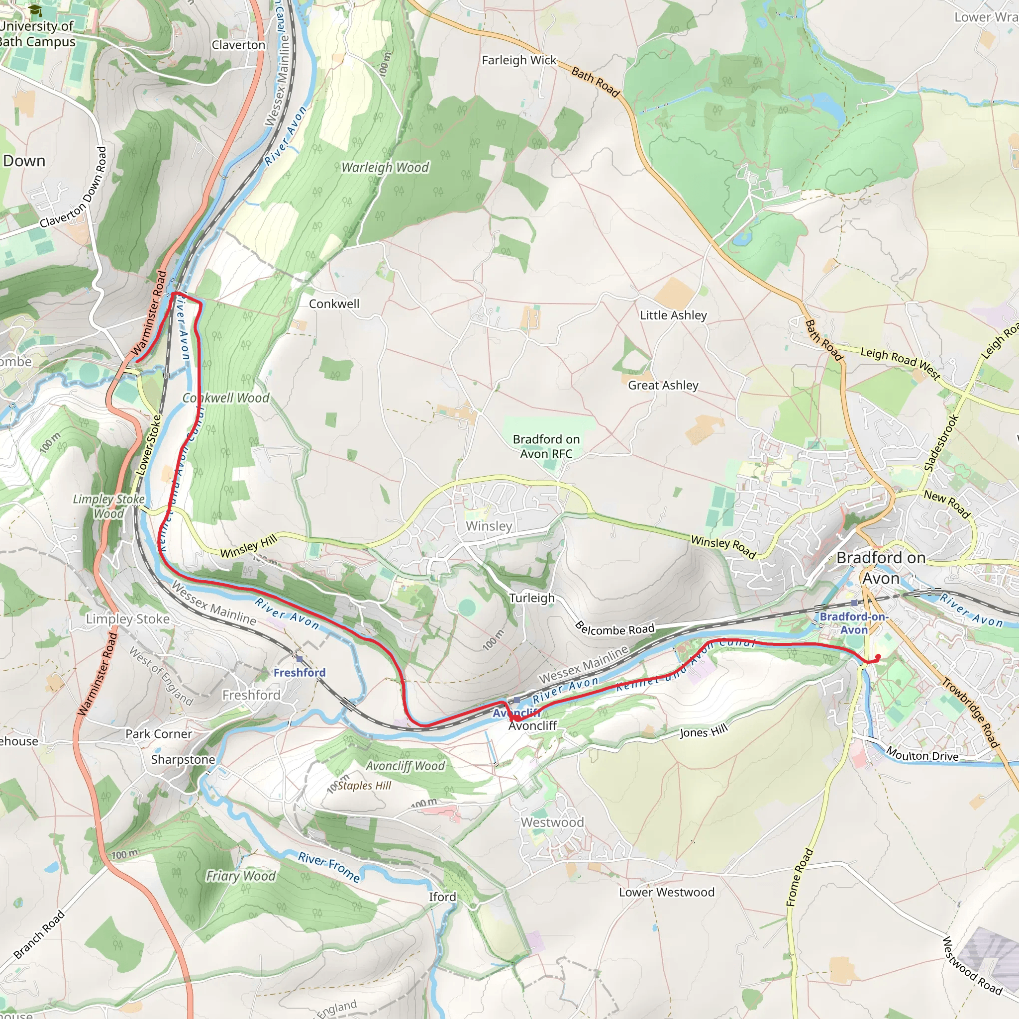 Brassknocker Basin Walk from Bradford on Avon mobile static map