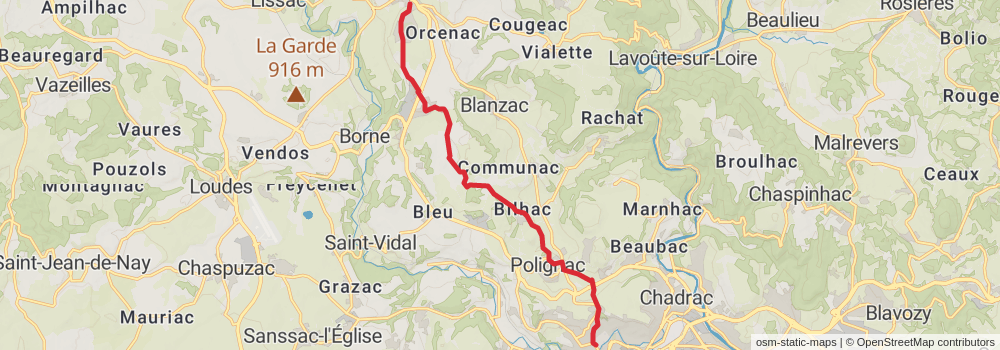 Camino Strasbourg-Saint Jean Pied de Port via Le Puy stage 45 Map