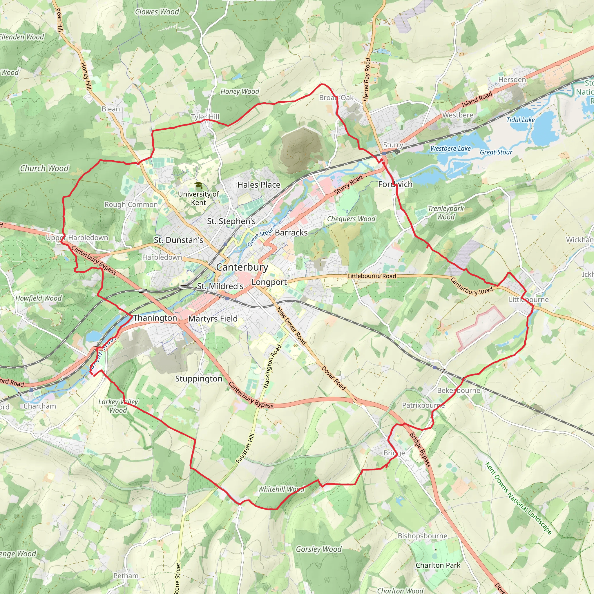 Canterbury Outer Ring Trail mobile static map