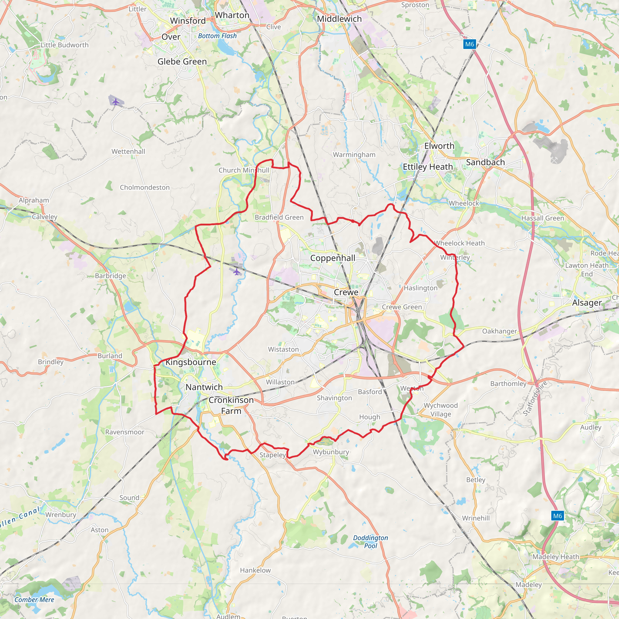 Crewe and Nantwich Circular Walk mobile static map
