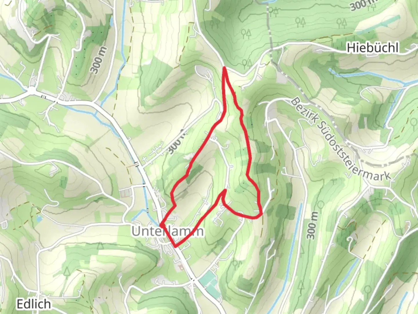 An image depicting the trail ERLebenspfad Unterlamm and its surrounding area.