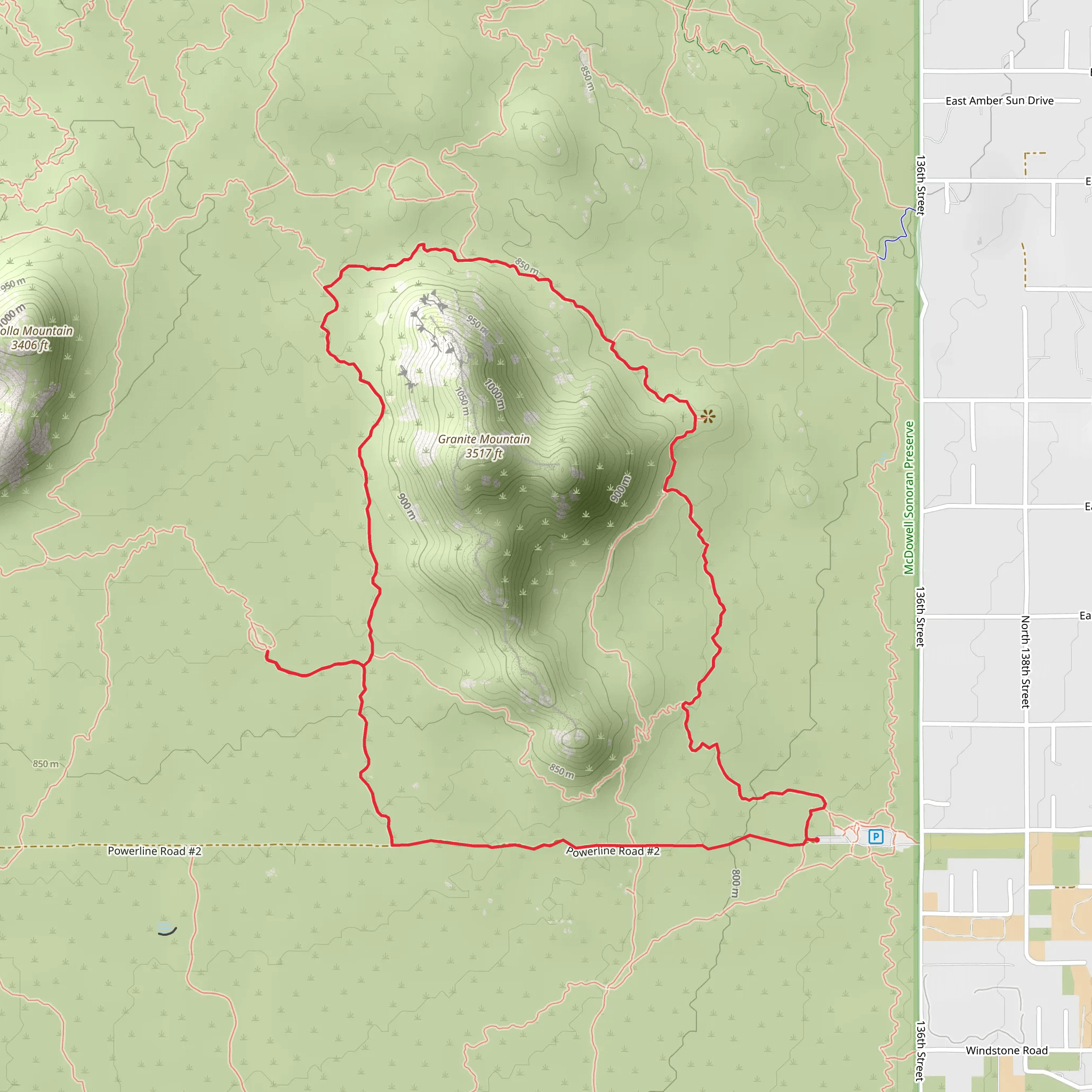 Bootlegger, Granite Mountain, Balanced Rock Loop Trail mobile static map