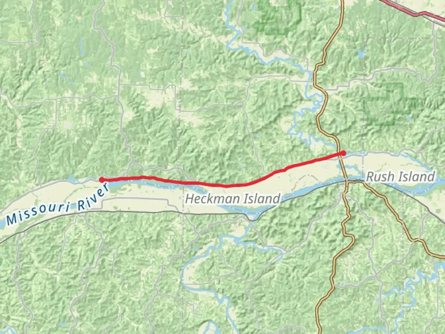 An image depicting the trail Katy Trail and its surrounding area.