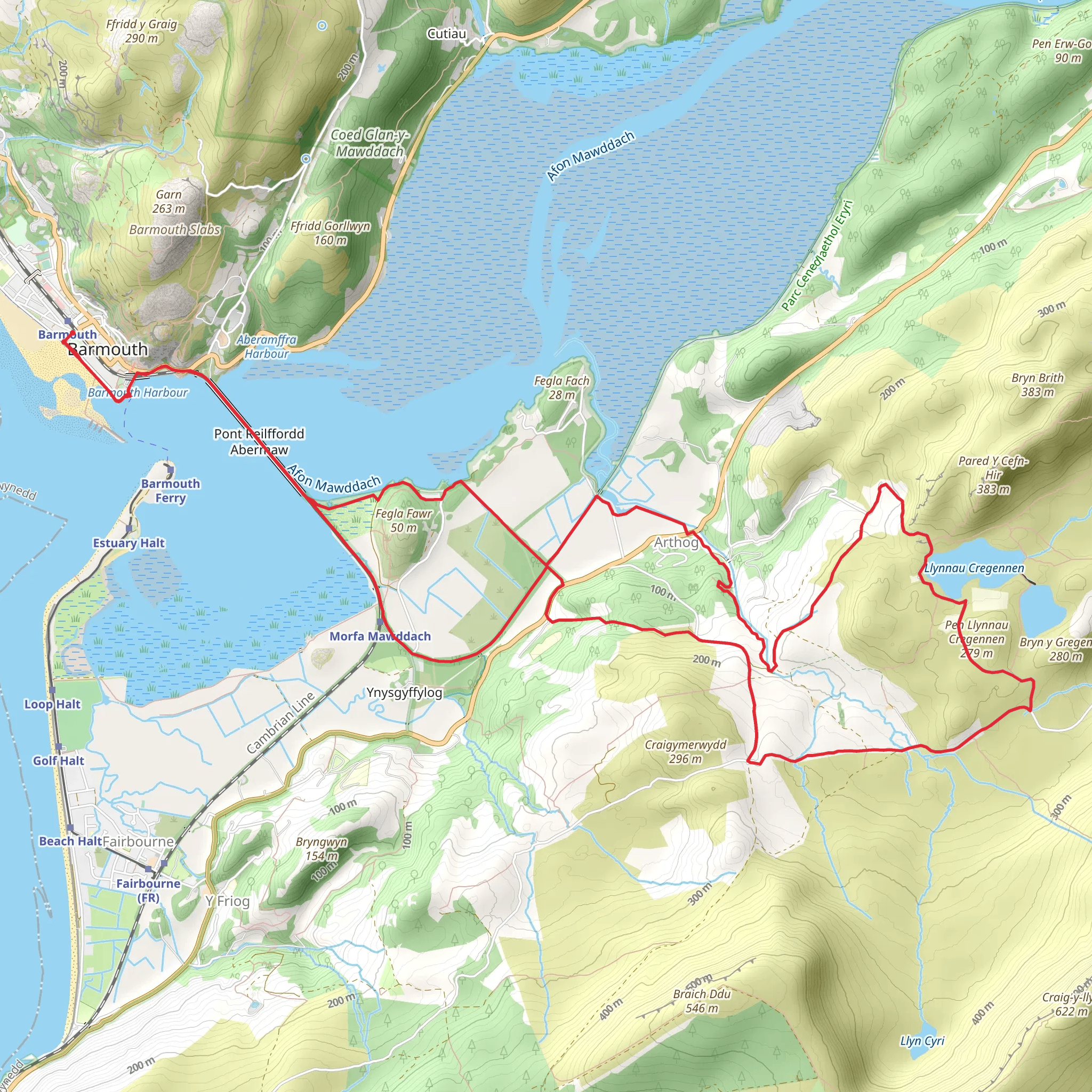 Cregennen Lakes from Barmouth mobile static map