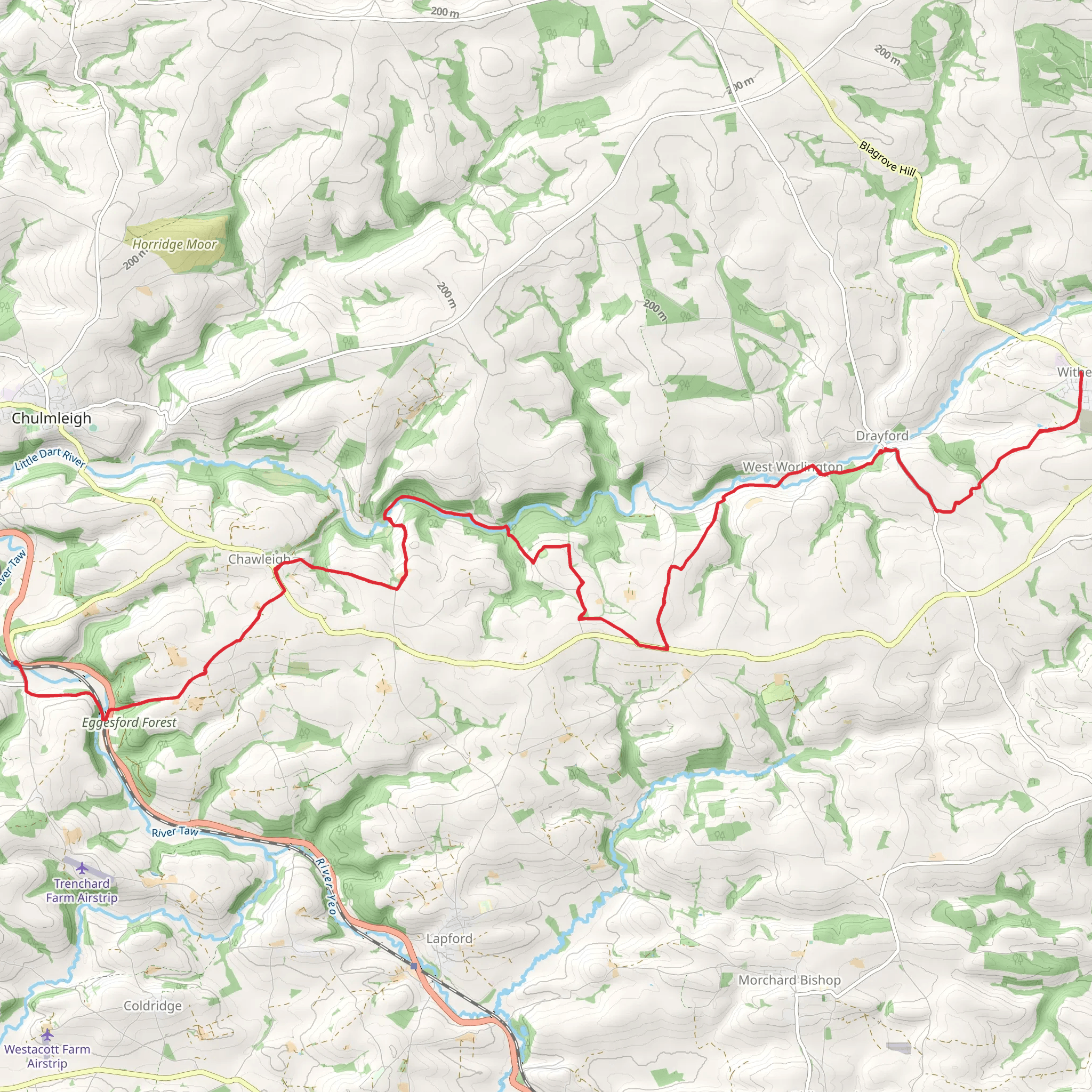 Ridge and Valley Walk - Little Dart mobile static map