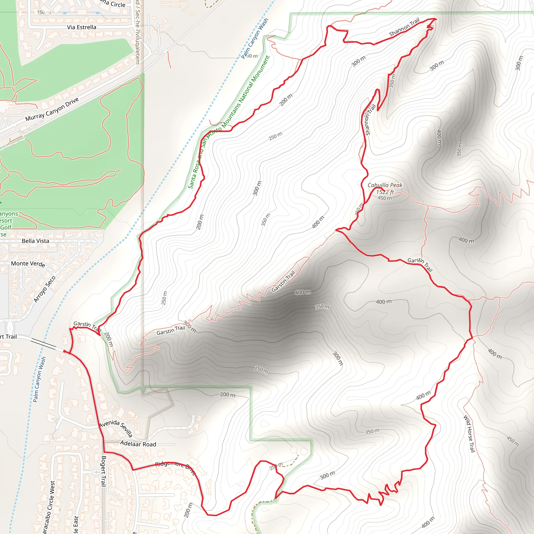 Cahuilla Peak via Garstin Loop Trail mobile static map