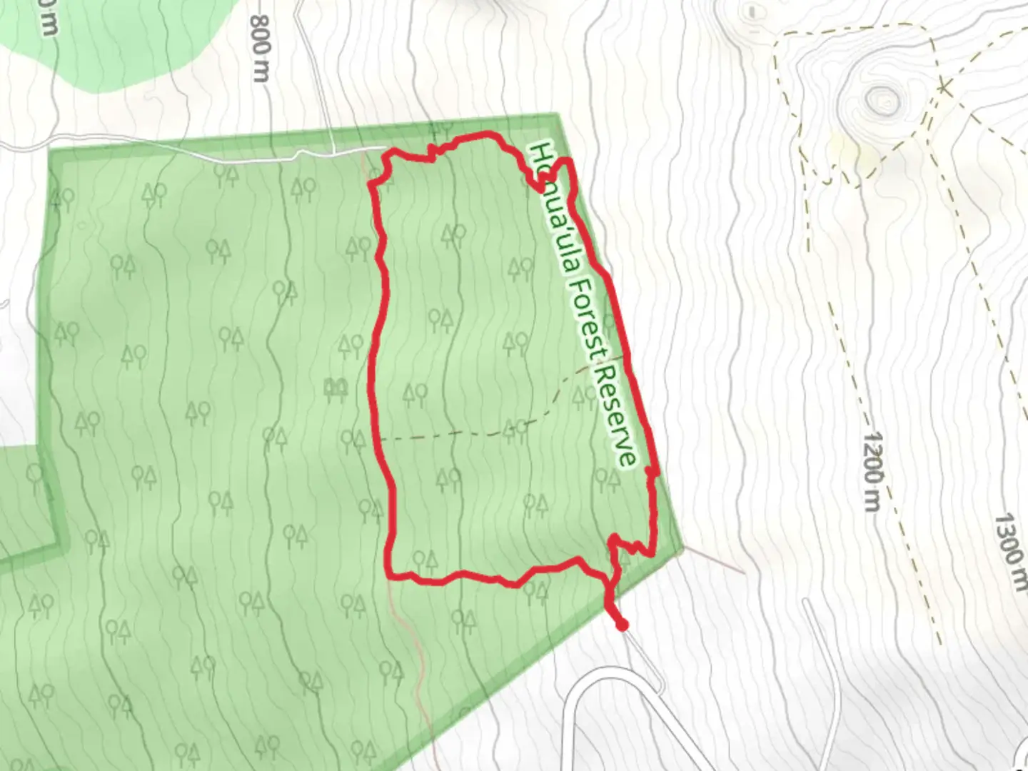 An image depicting the trail Makahi Street Loop and its surrounding area.