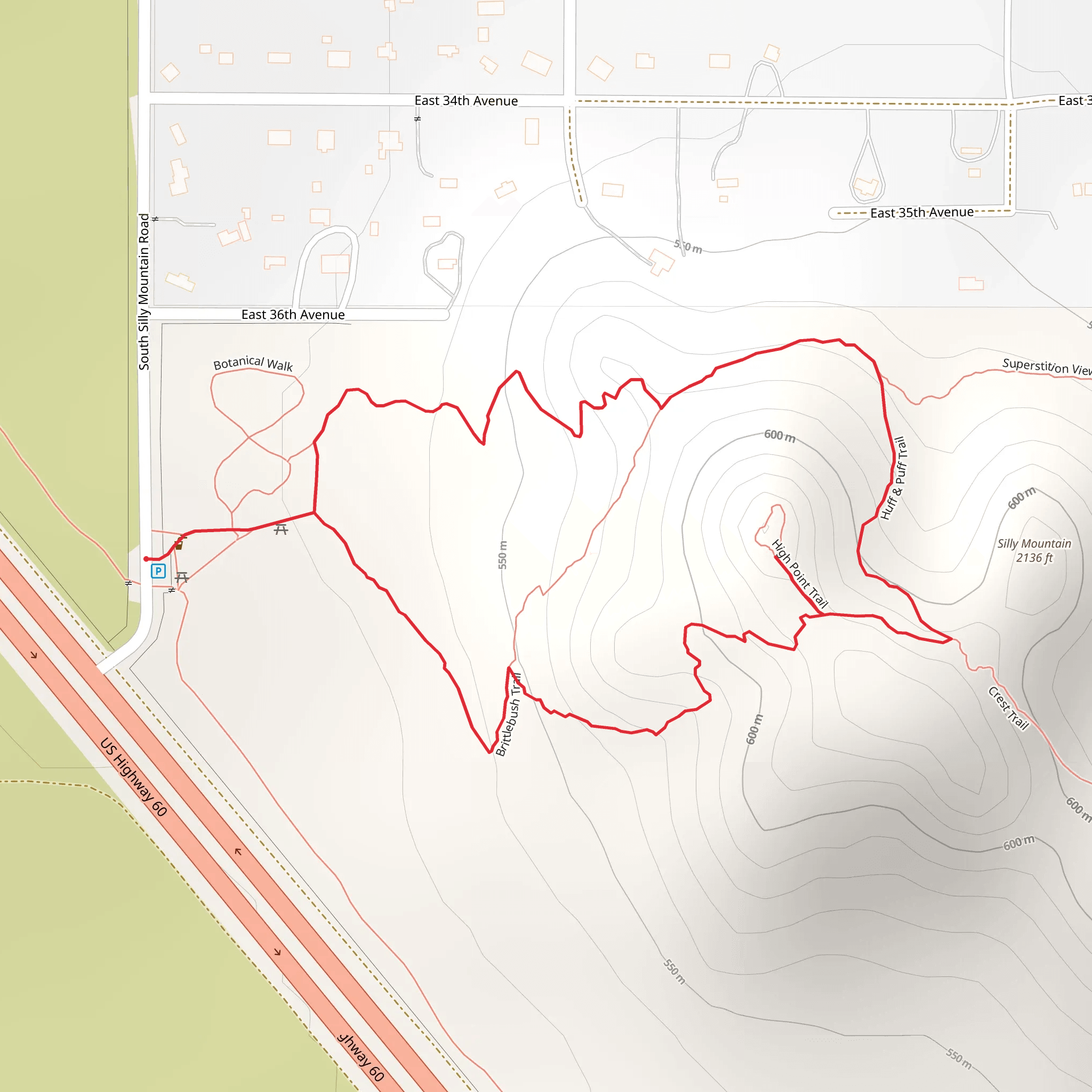 Old Mine and Huff and Puff Loop Trail mobile static map