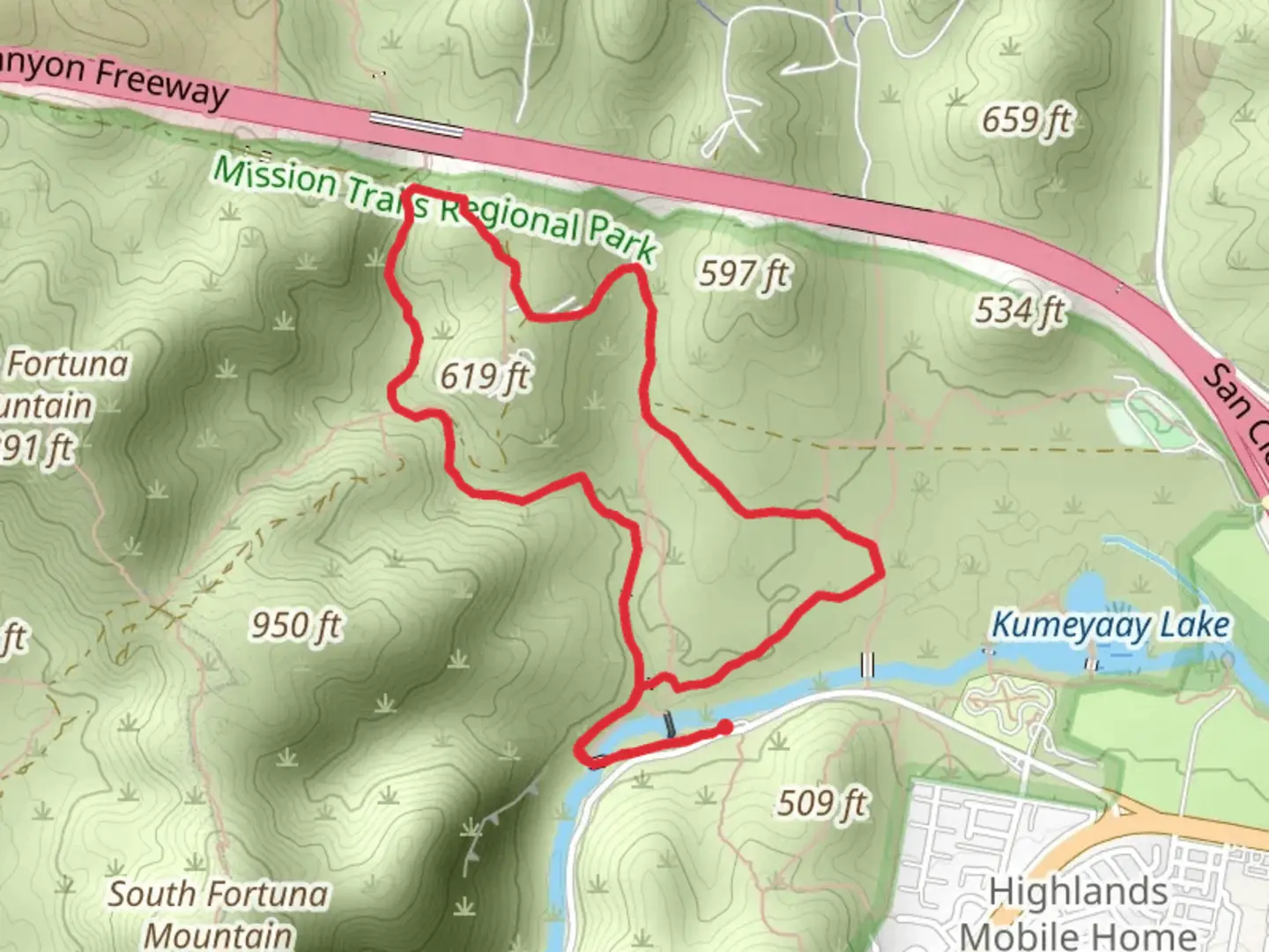 An image depicting the trail Oak Canyon and Grasslands Loop Trail and its surrounding area.