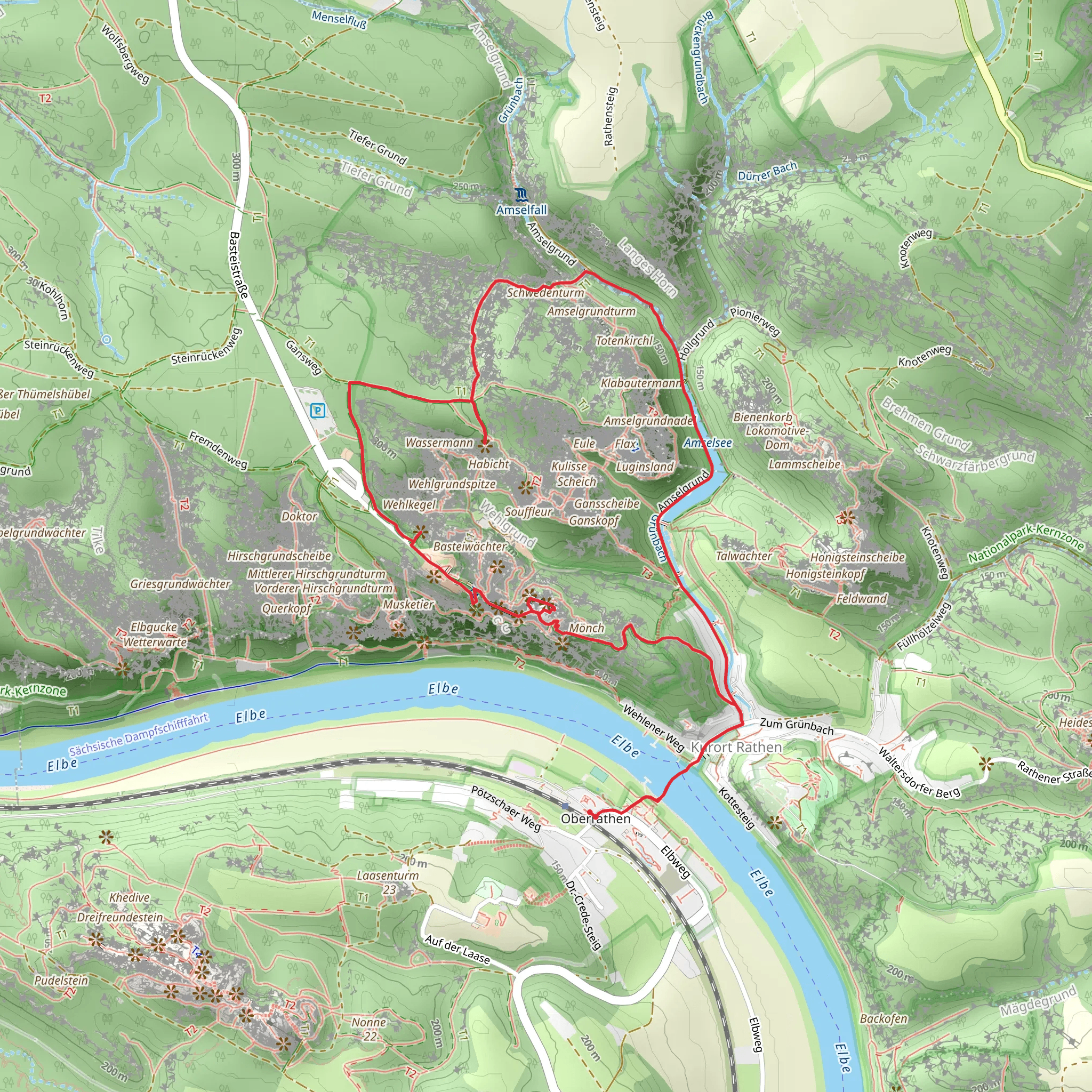 Amselsee via Grosser Rundweg and Malerweg mobile static map