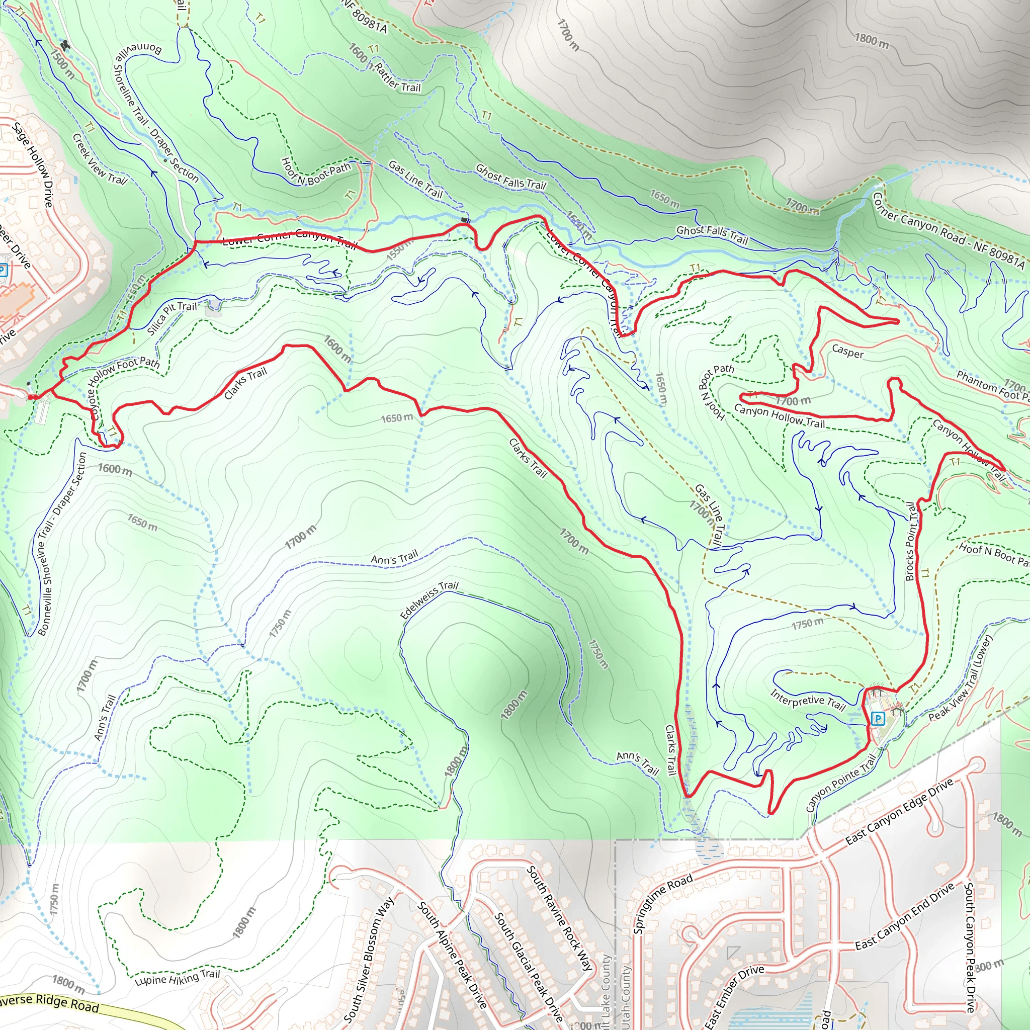 Canyon Hollow and Clarks Trail mobile static map