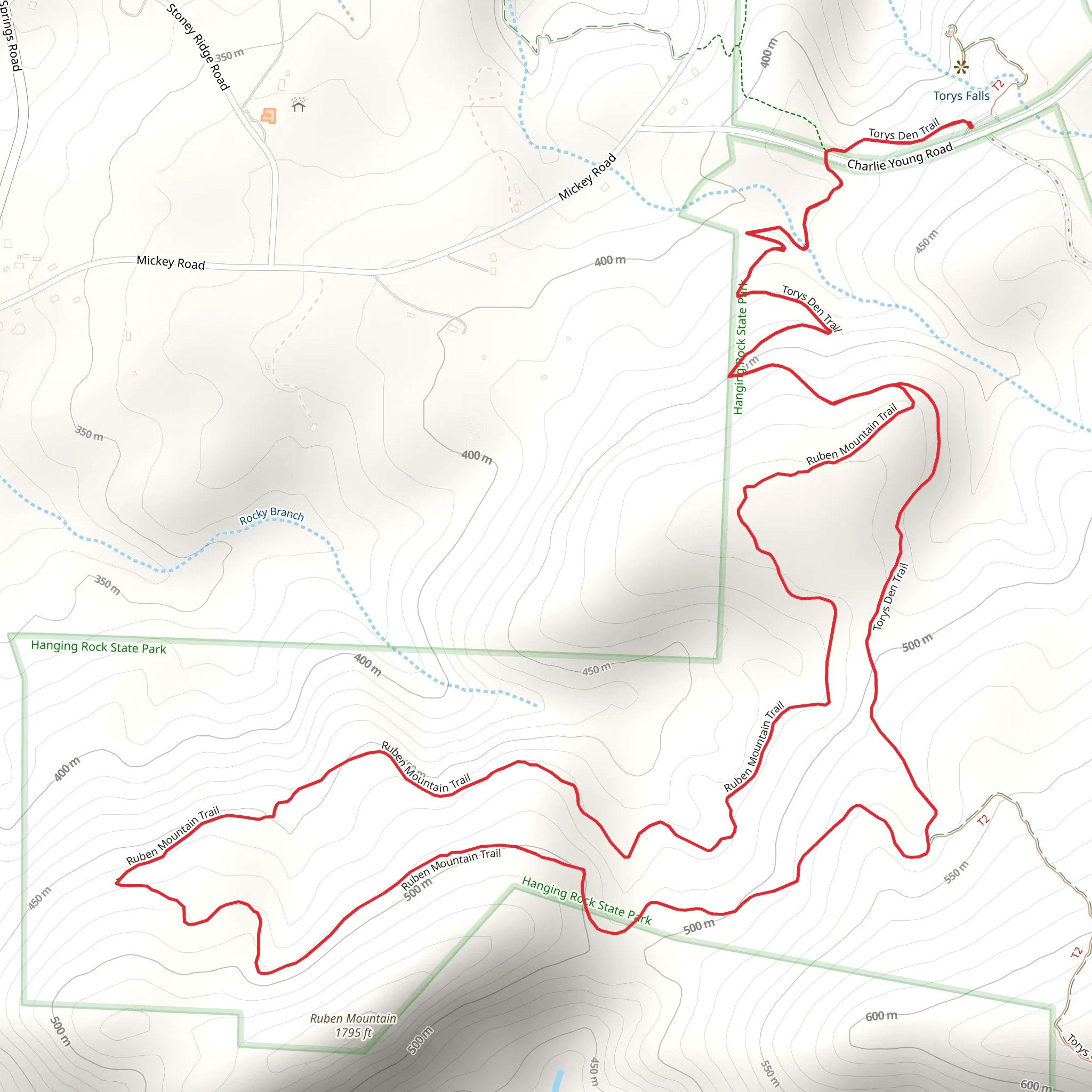 Torys Den and Ruben Mountain Loop Trail mobile static map
