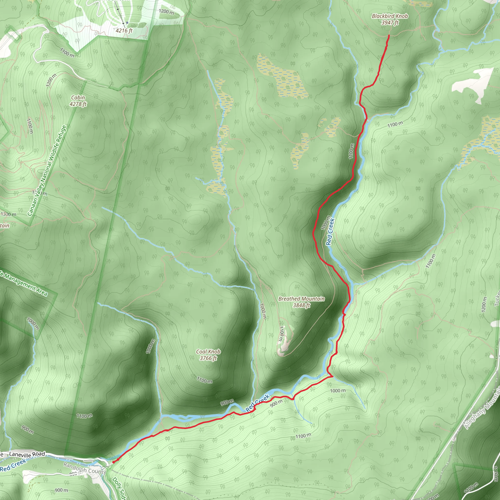 Red Creek Trail mobile static map