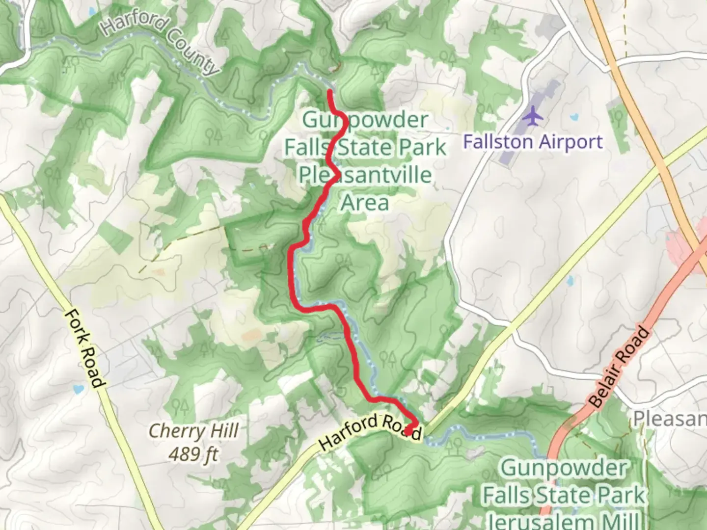 An image depicting the trail Little Gunpowder Trail - Harford Road and its surrounding area.