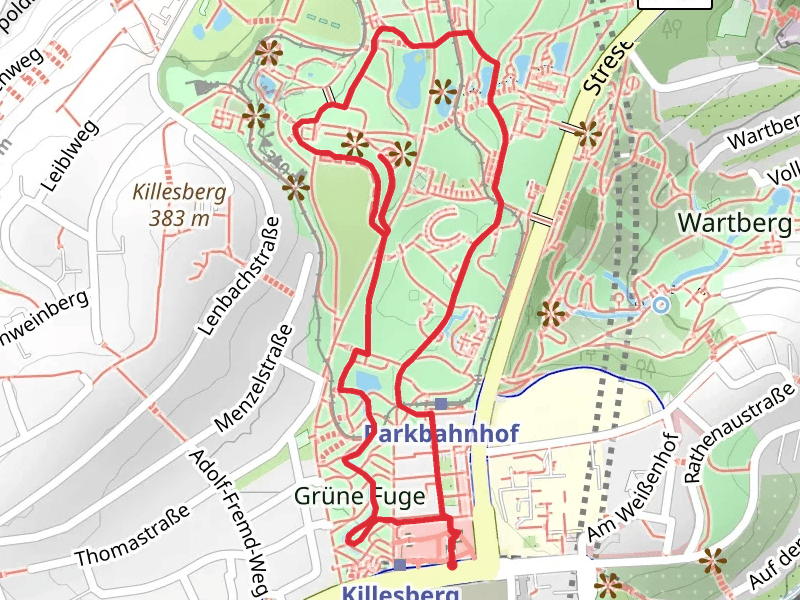 Gruene Fuge and Killesbergturm Loop