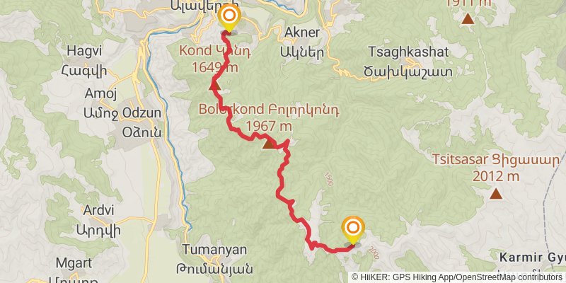 Transcaucasian Trail - Armenia stage 10 Map
