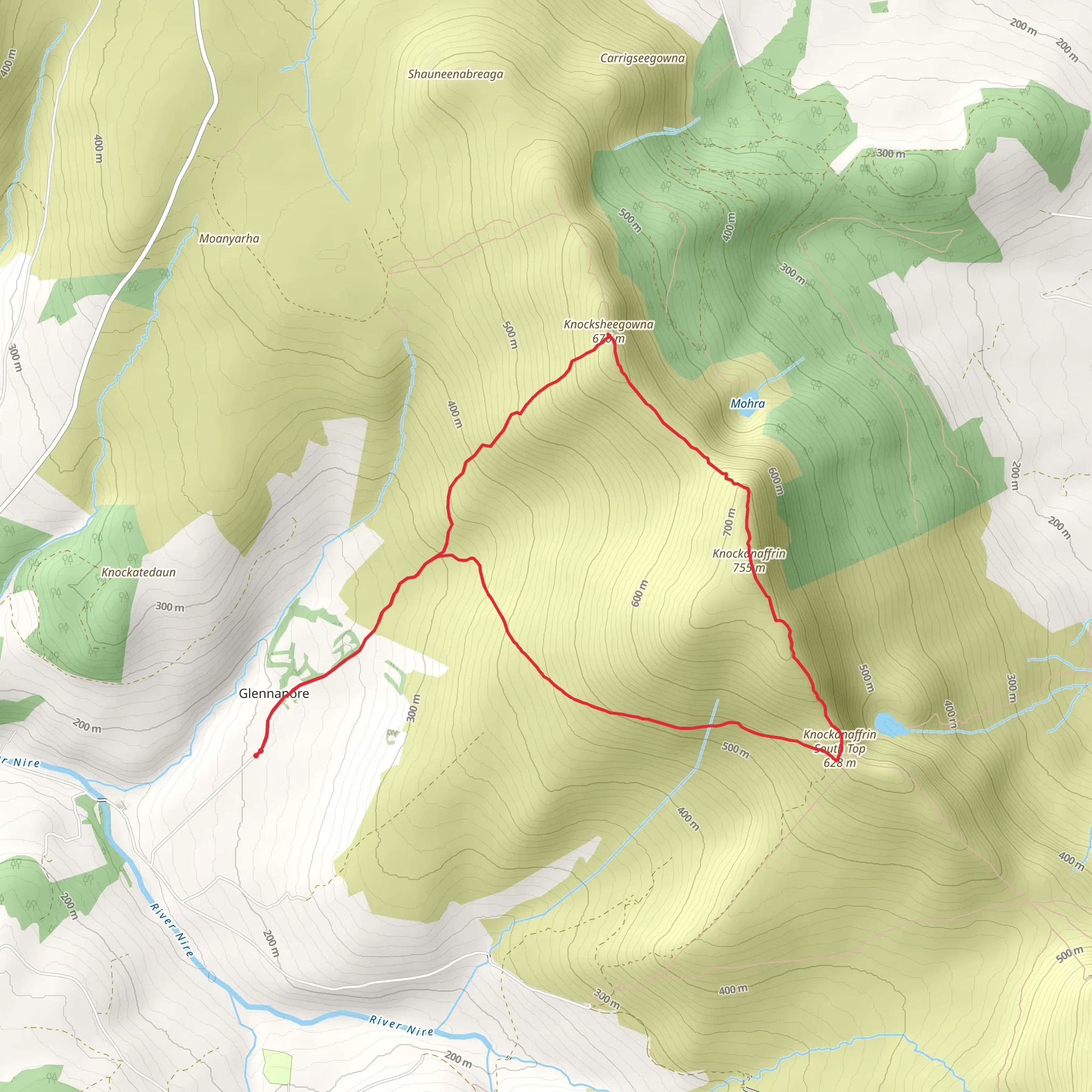 Knocksheegowna and Knockanaffrin mobile static map