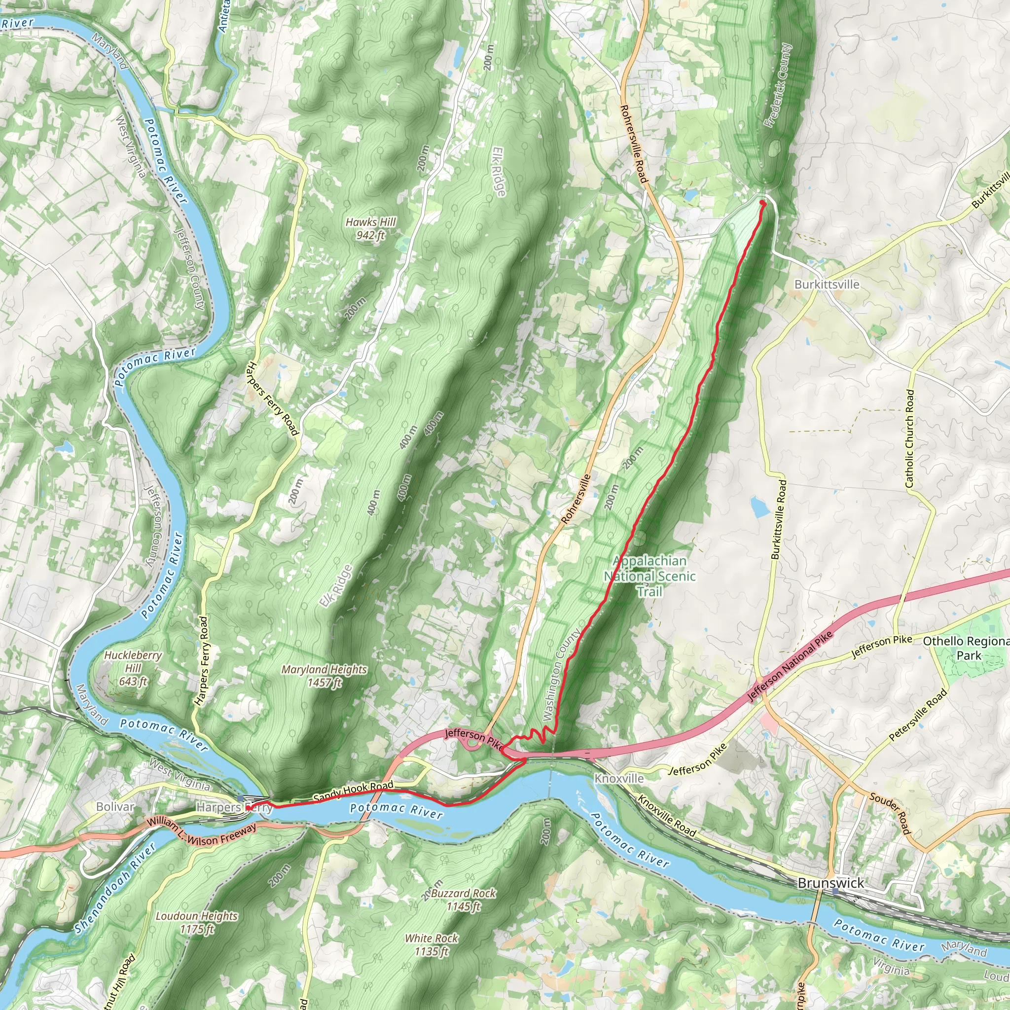 Potomac River - Chesapeake and Ohio Canal Trail mobile static map