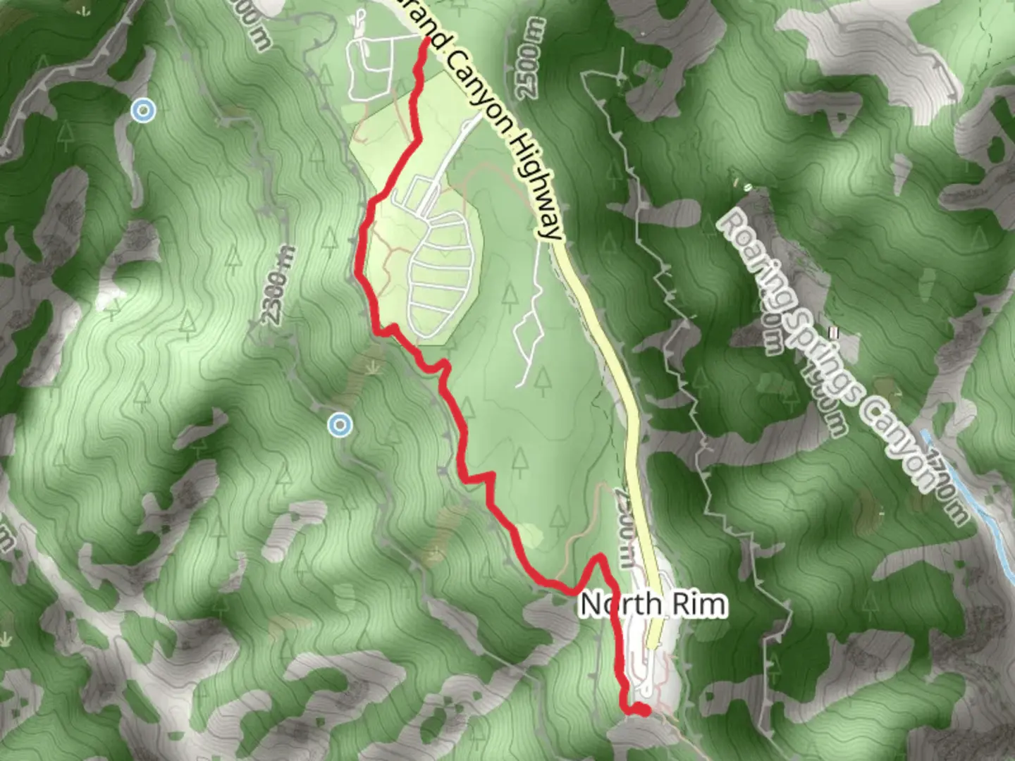 An image depicting the trail Transept Trail - North Rim and its surrounding area.