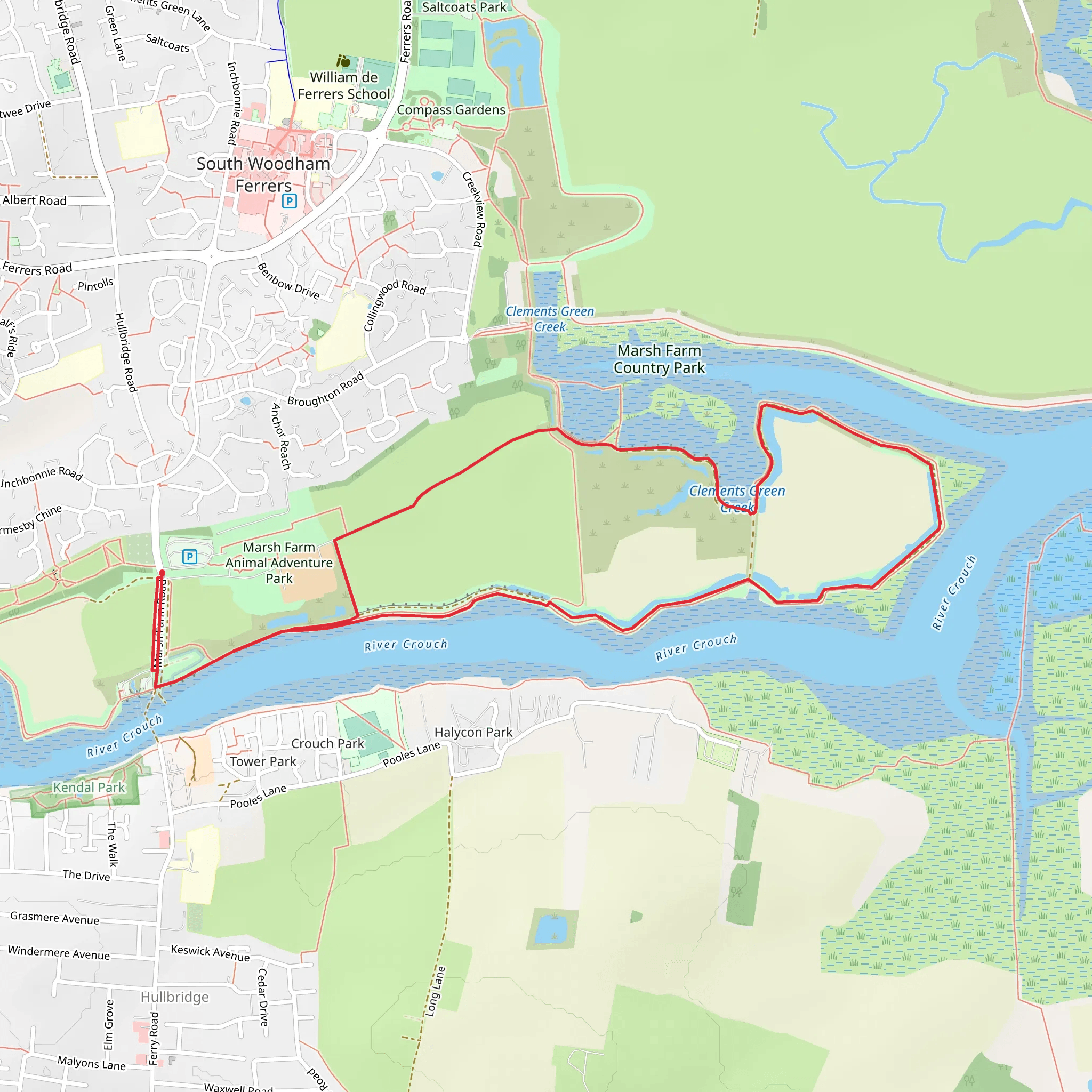 Marsh Farm Country Park Long Loop mobile static map