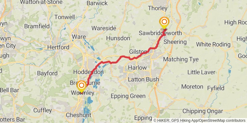 Hertfordshire Border from Chorleywood stage 10 Map