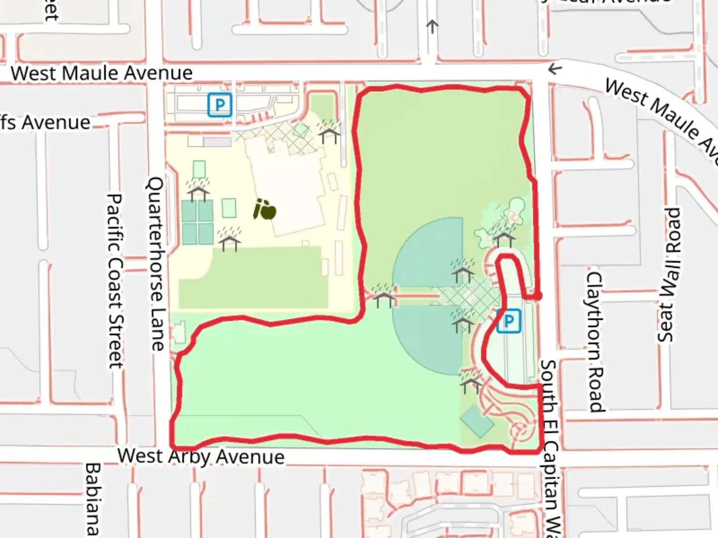 An image depicting the trail Red Ridge Park Loop and its surrounding area.