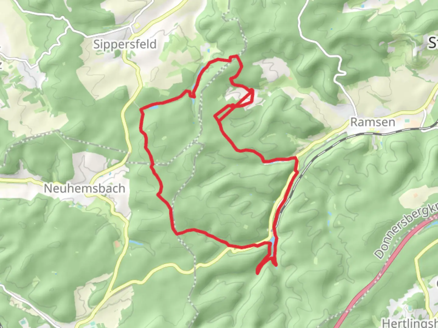 An image depicting the trail Ripperterhof and Badesse Eiswoog Loop and its surrounding area.