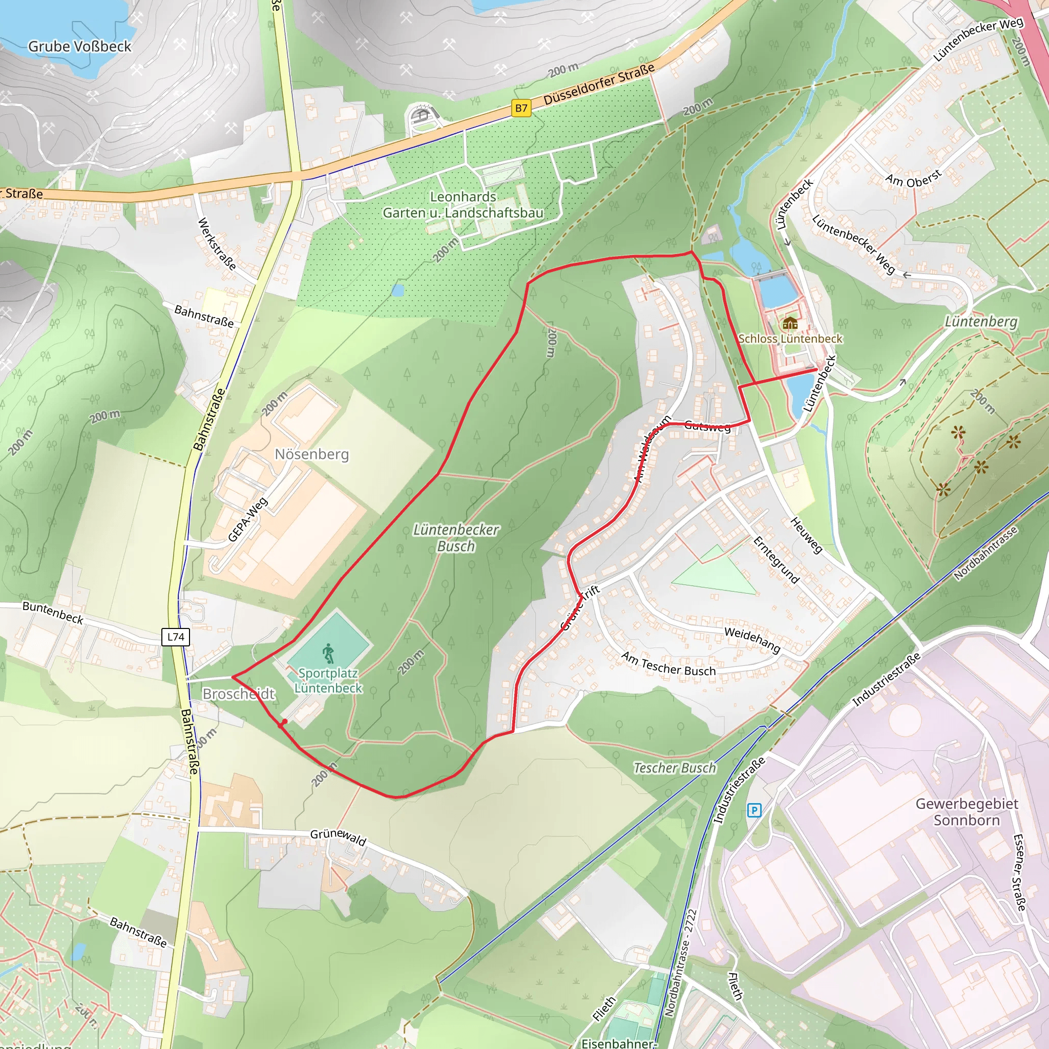 Lüntenbeck Busch and Schloss Loop mobile static map