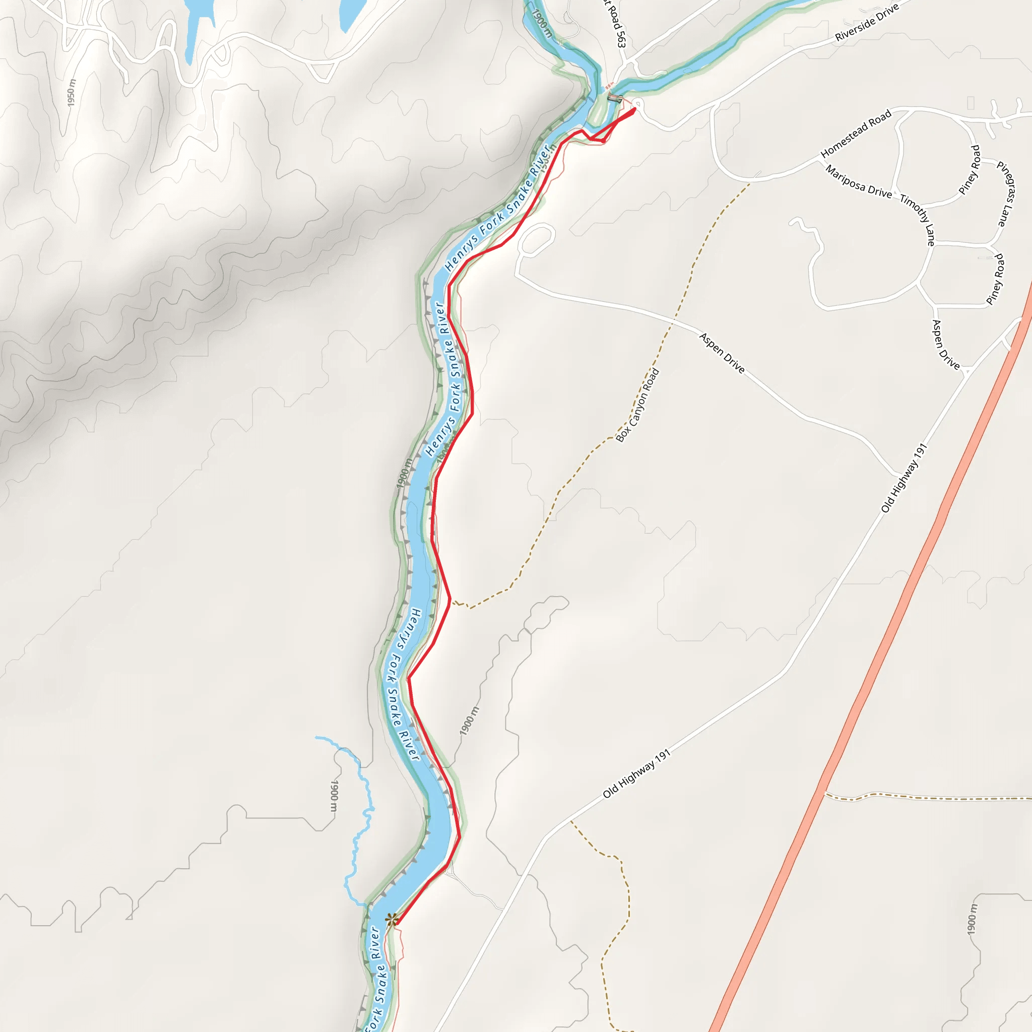 Box Canyon Trail via Henry's Fork Snake River mobile static map