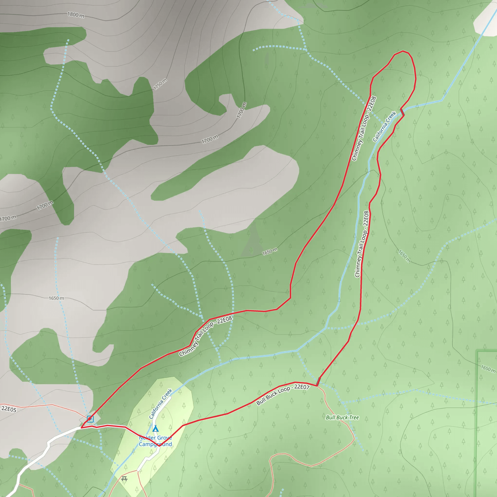 Chimney and Bull Buck Loop Trail mobile static map
