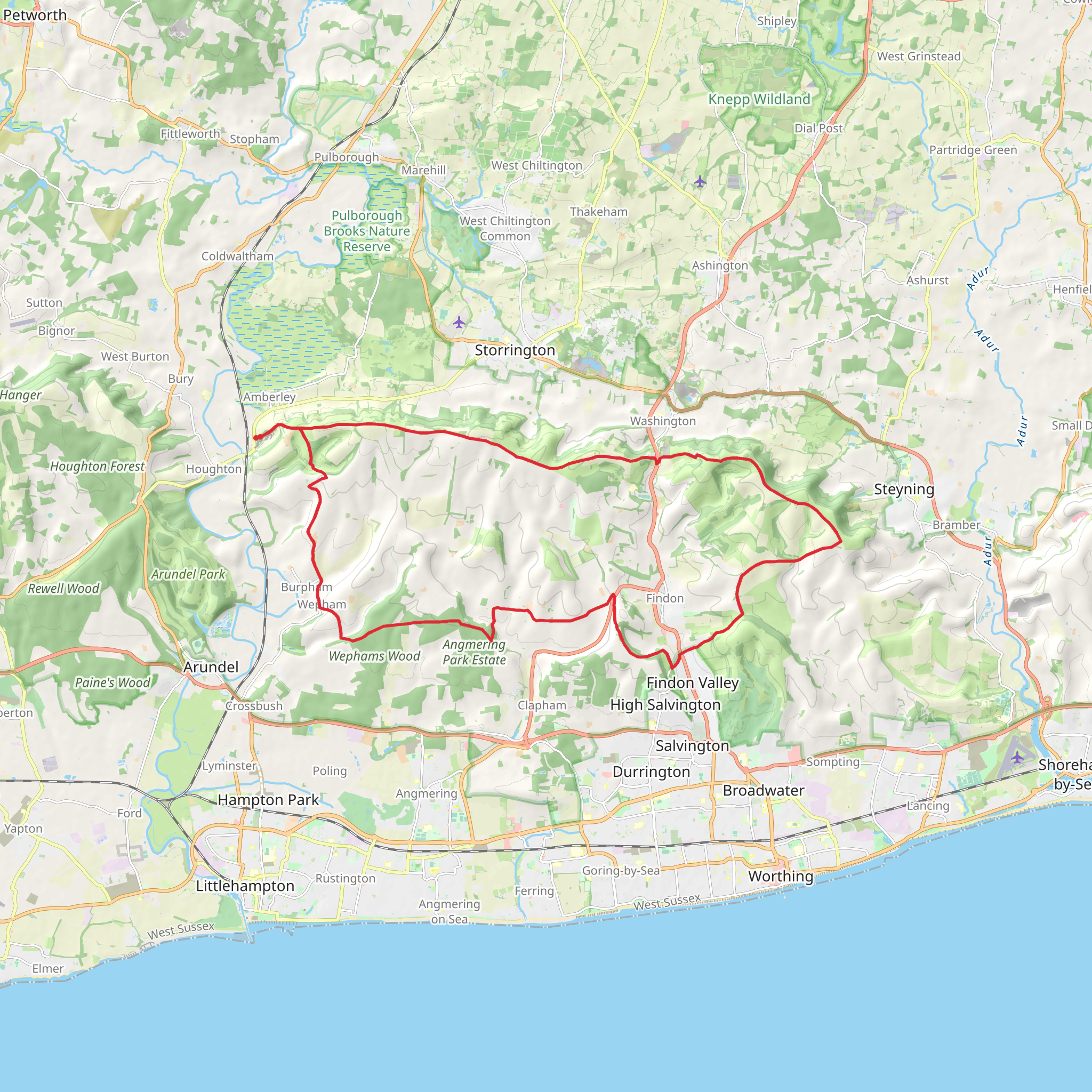 Amberley, Burpham and Nepcote Loop Walk mobile static map